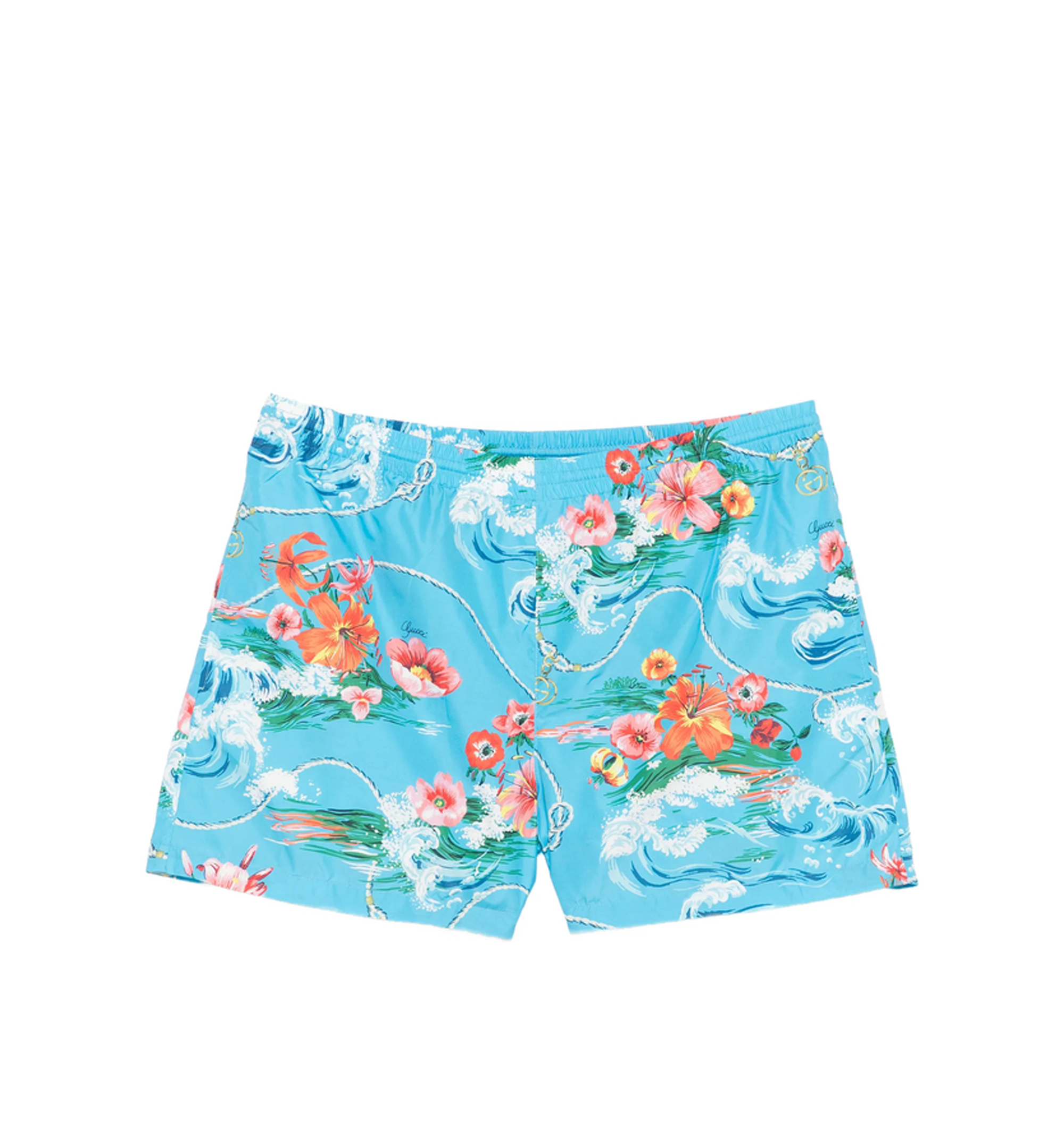Printed polyester poplin swim shorts