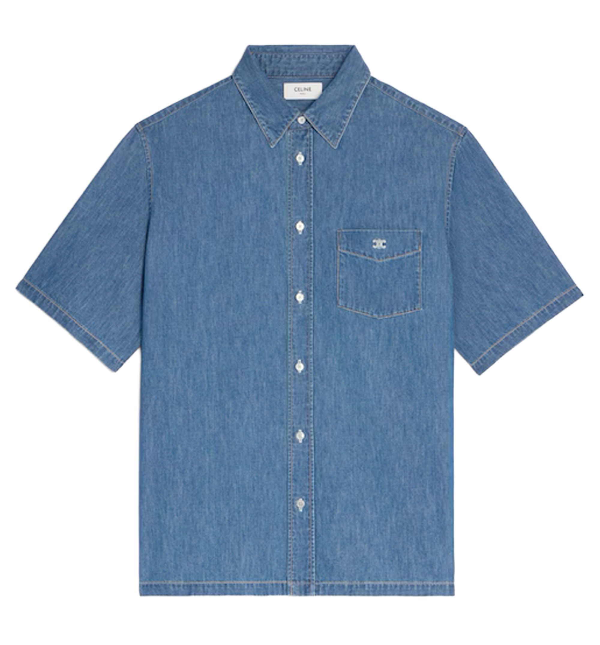 Short-Sleeved Shirt in Cotton Denim