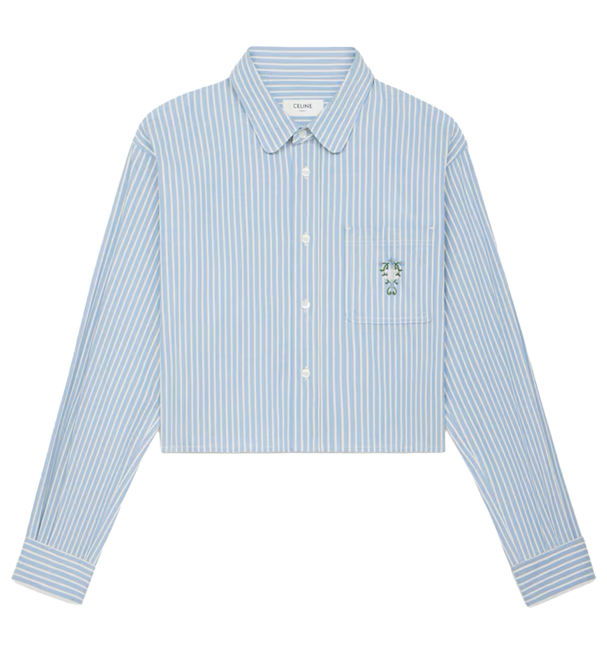 Cropped shirt in hickory striped cotton