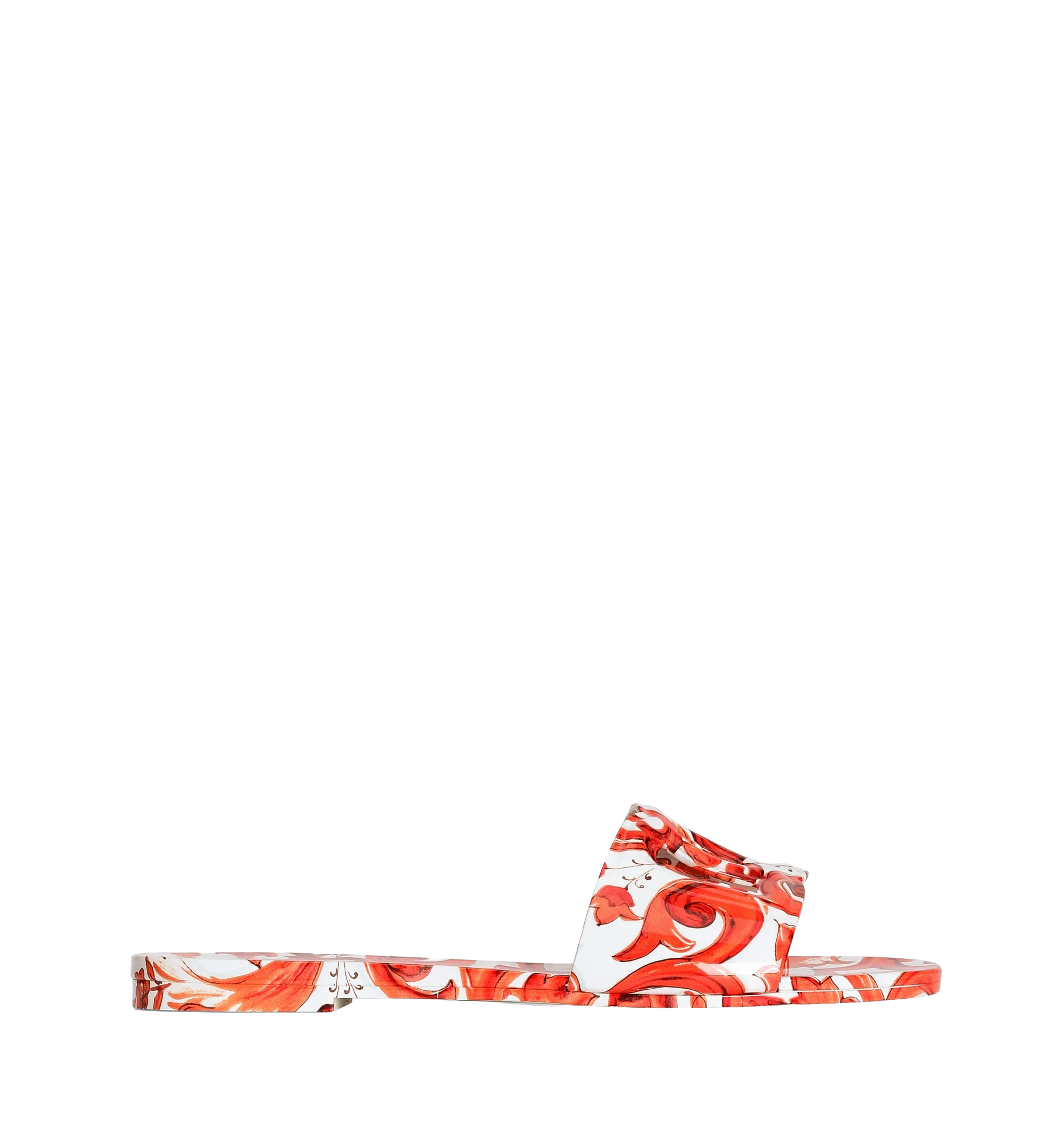 Majolica-print rubber beachwear slides