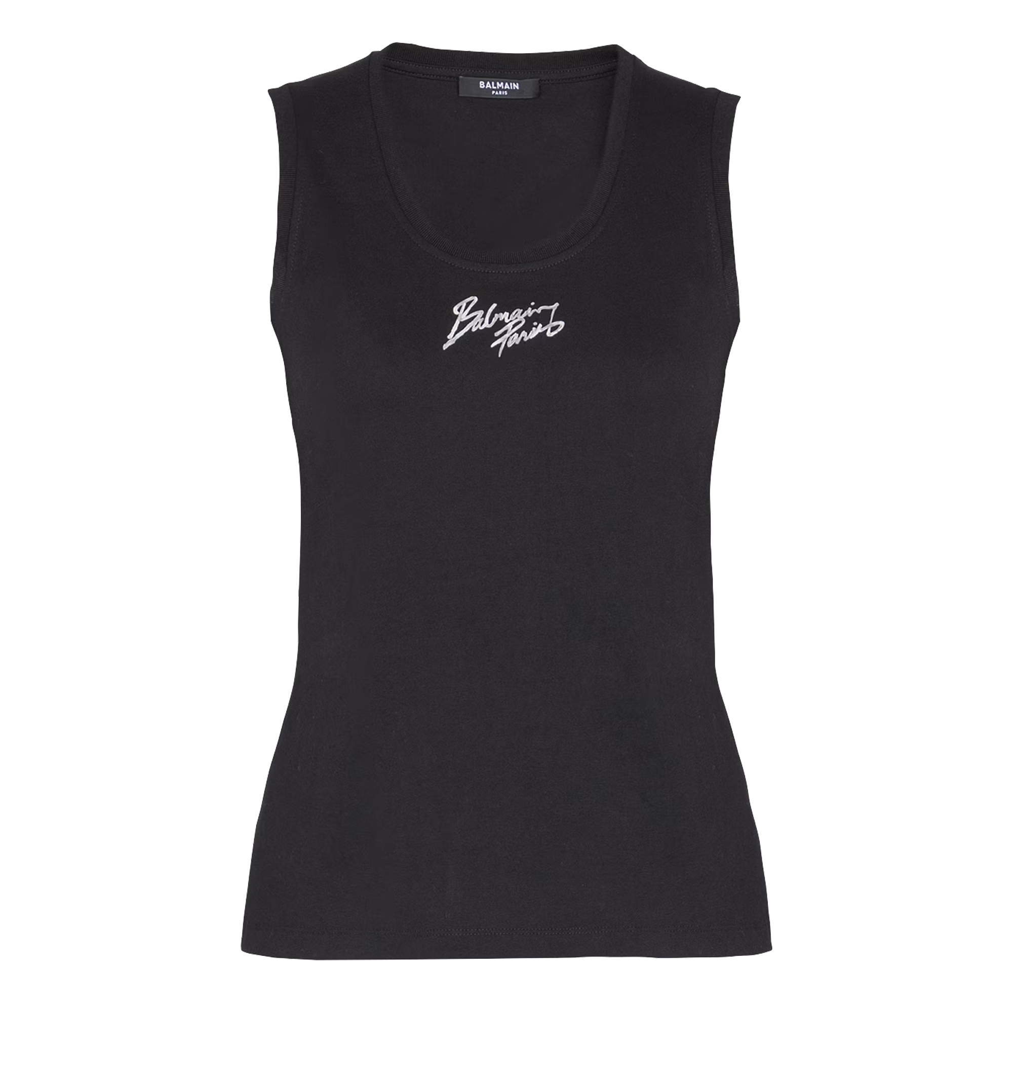 Relaxed tank top with Balmain Paris Brush print