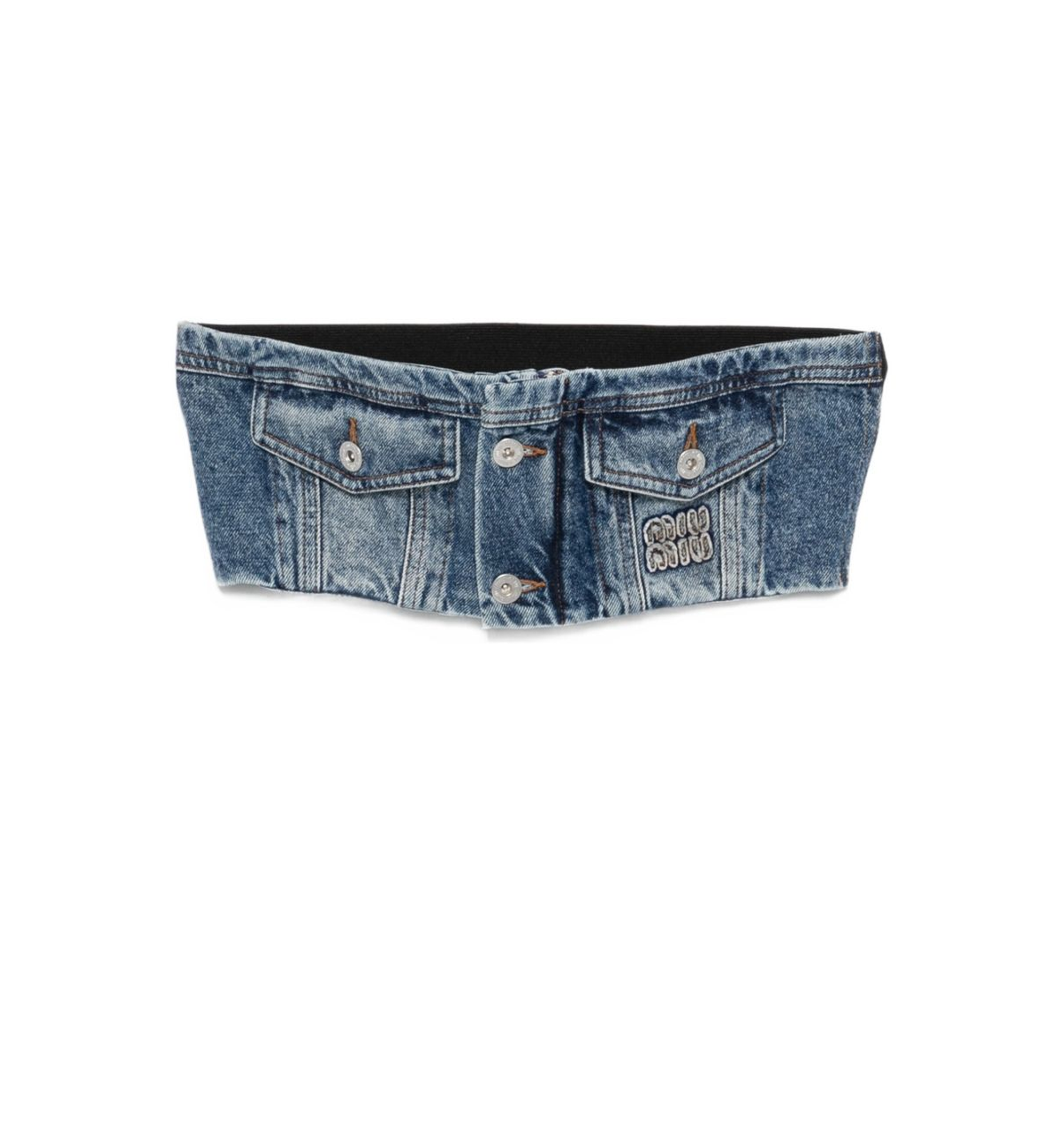 Washed denim bandeau top