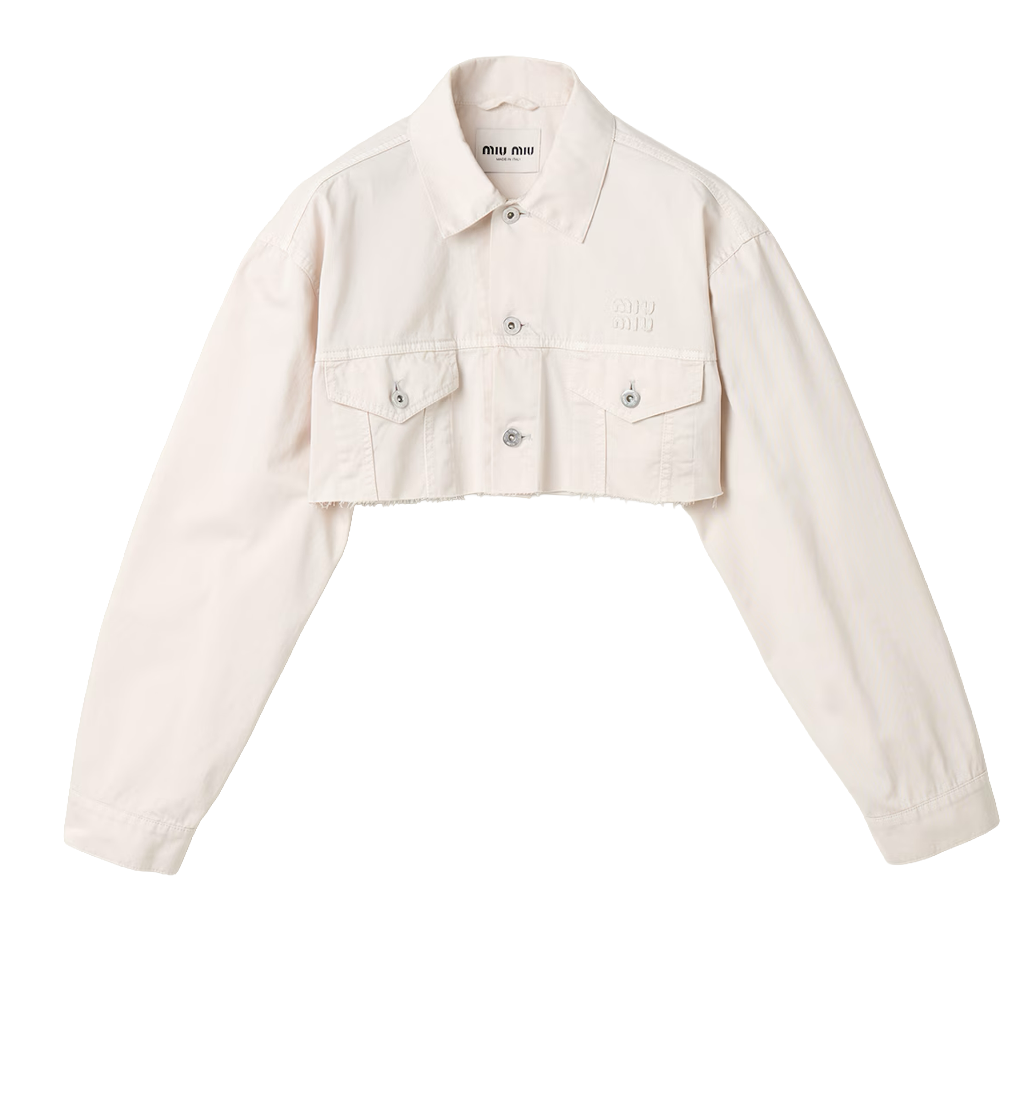 Cropped white denim jacket