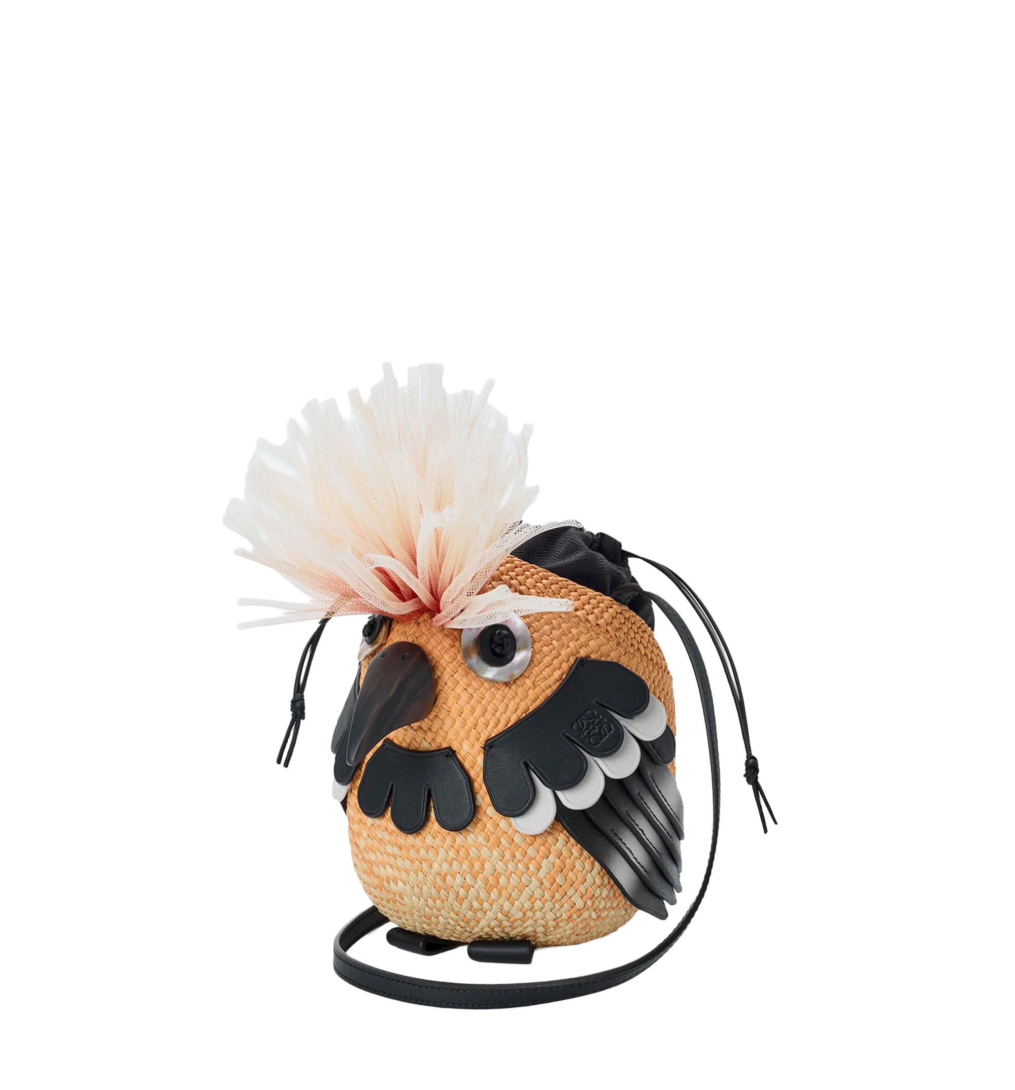 Bird bag in iraca palm and calfskin