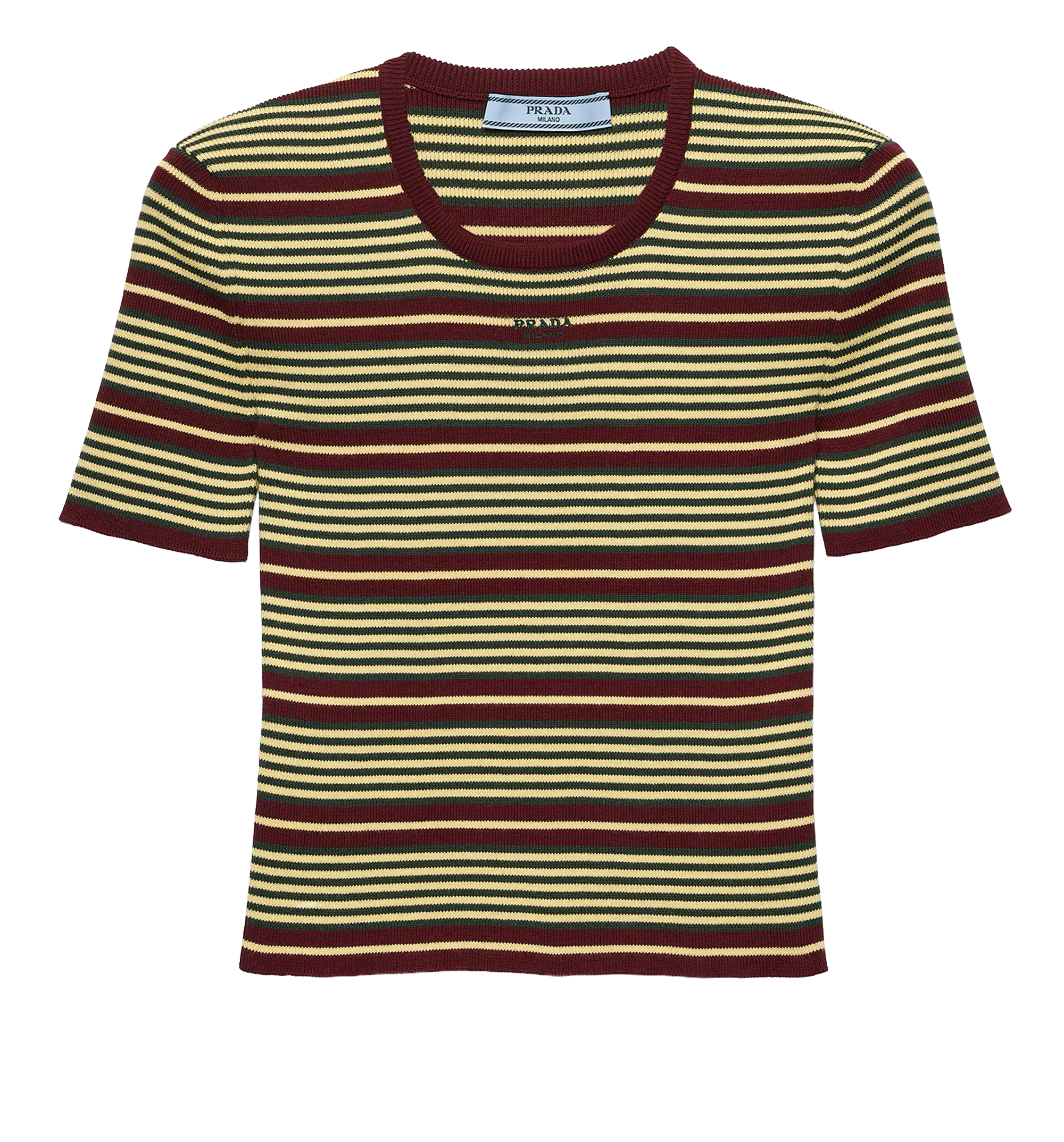 Short-sleeved striped cotton sweater
