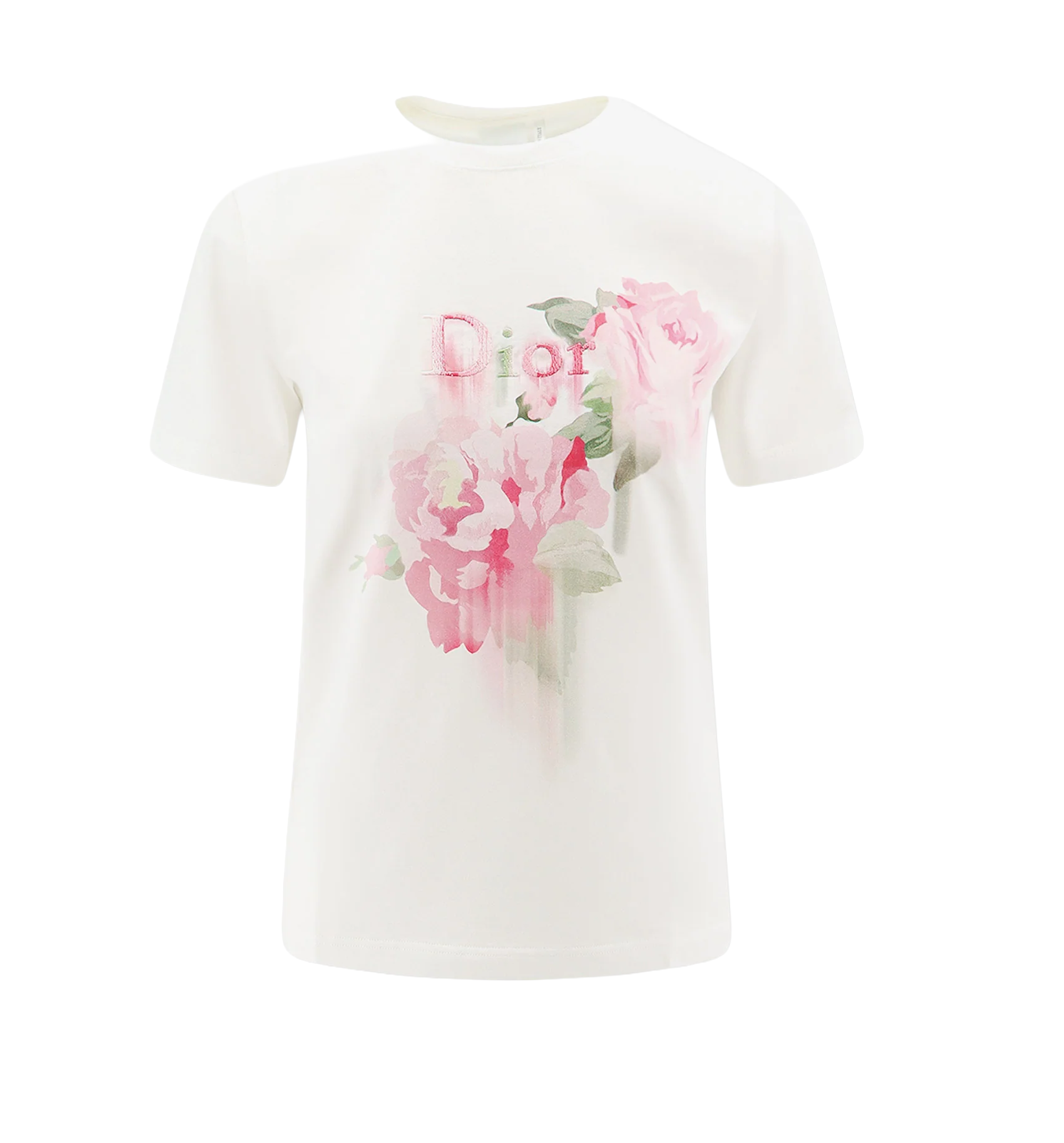 Cotton T-shirt with Dior Painted Roses print