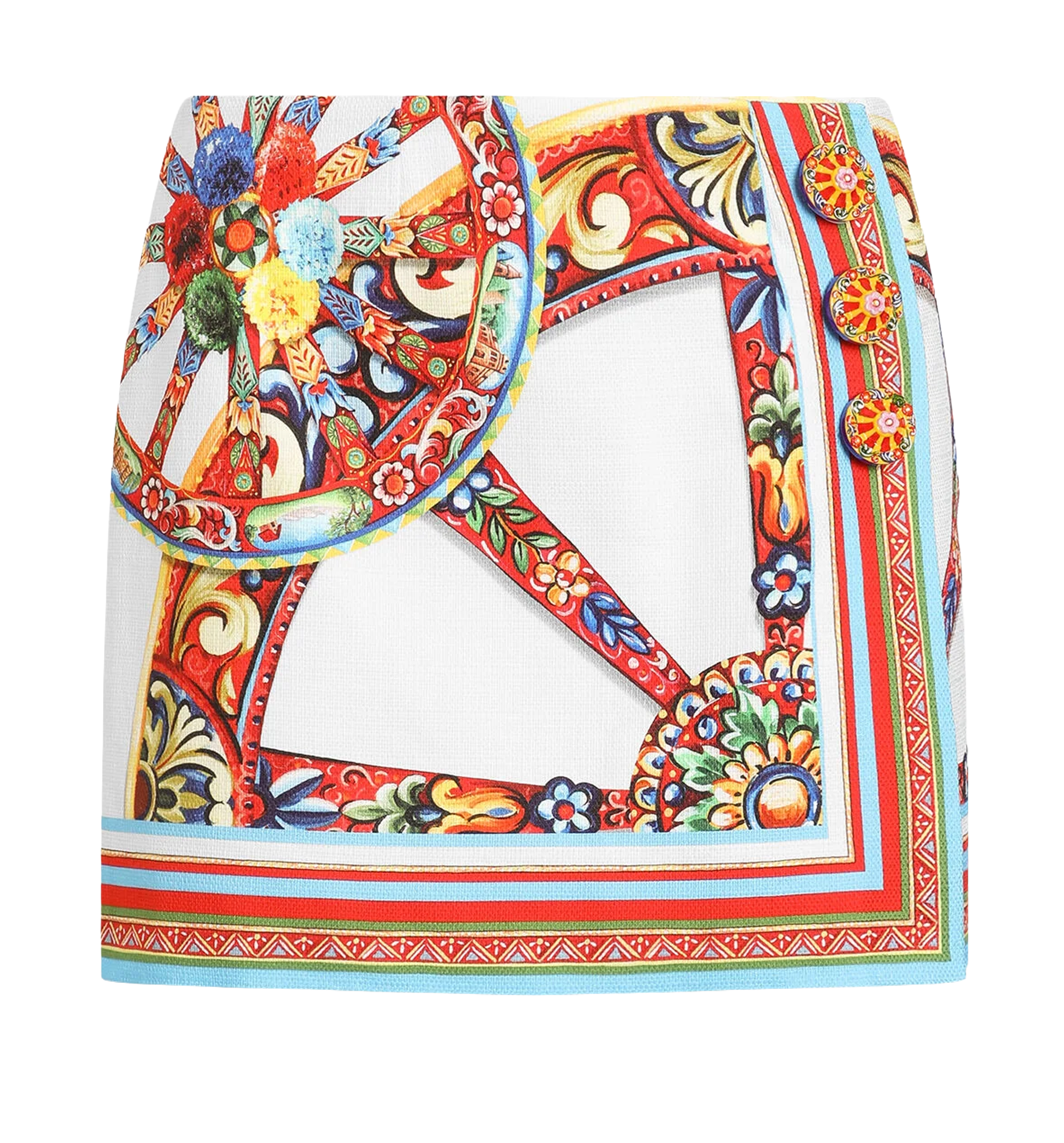 Carretto-print fabric miniskirt