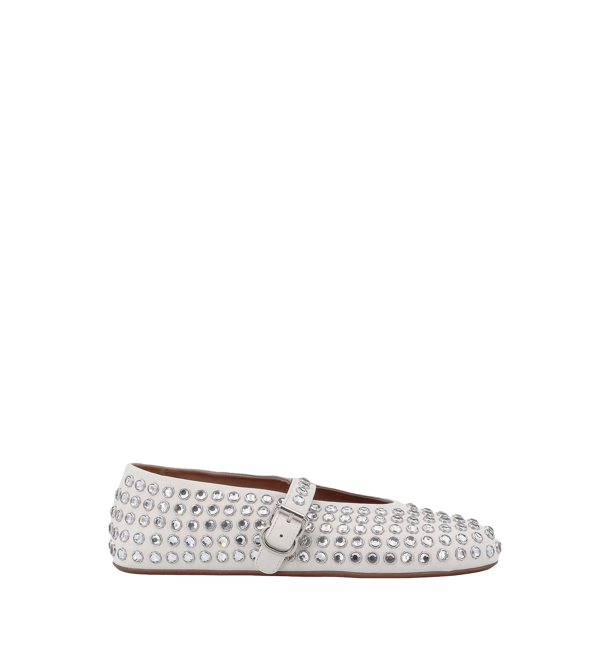 Leather ballet flats with rhinestones