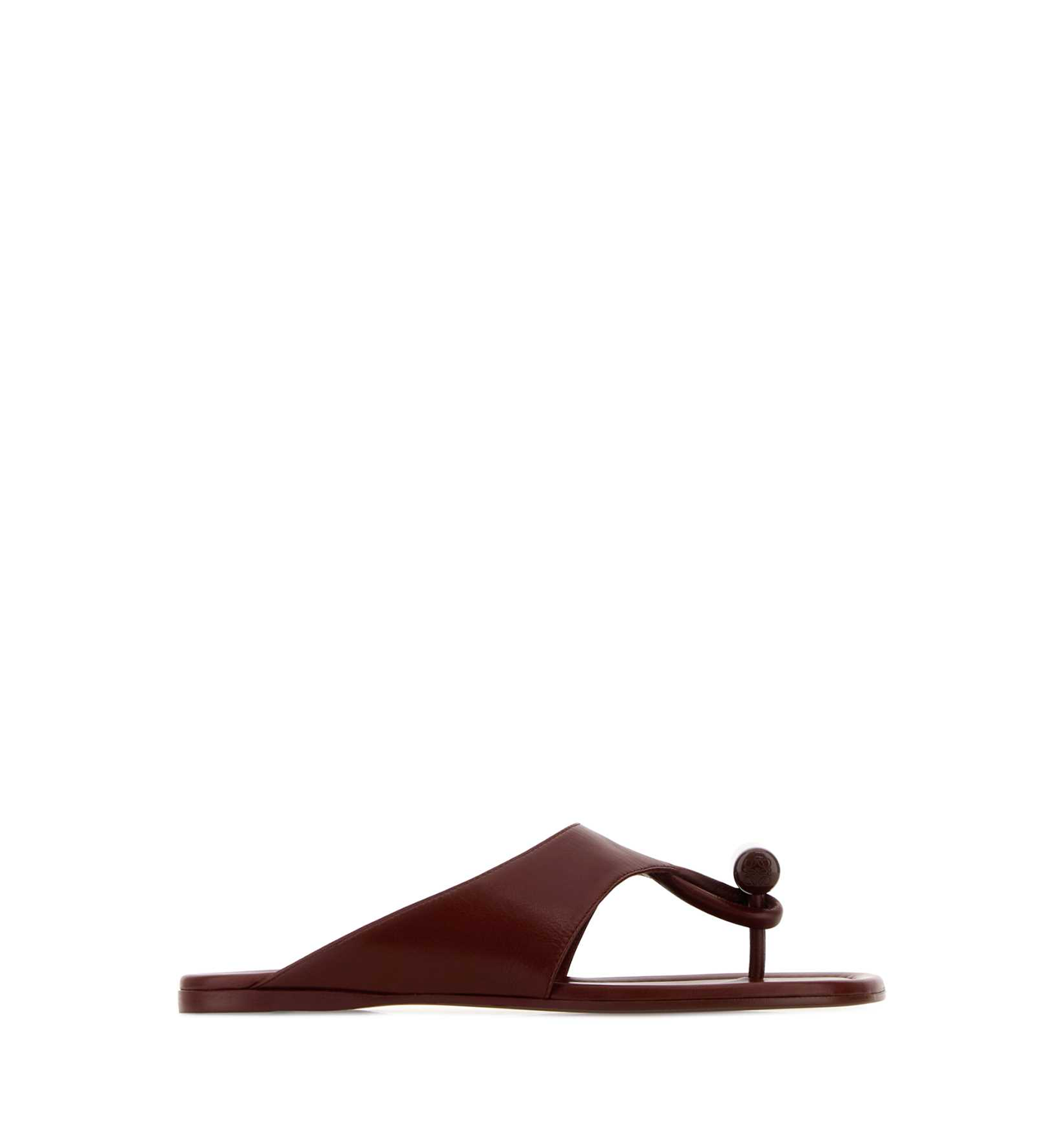Toggle flat sandal in shiny smoot calfskin