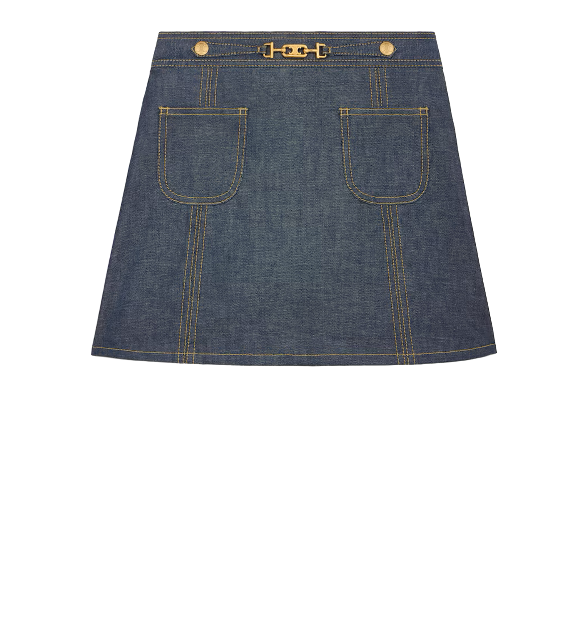 Trapeze mini skirt in raw wash denim