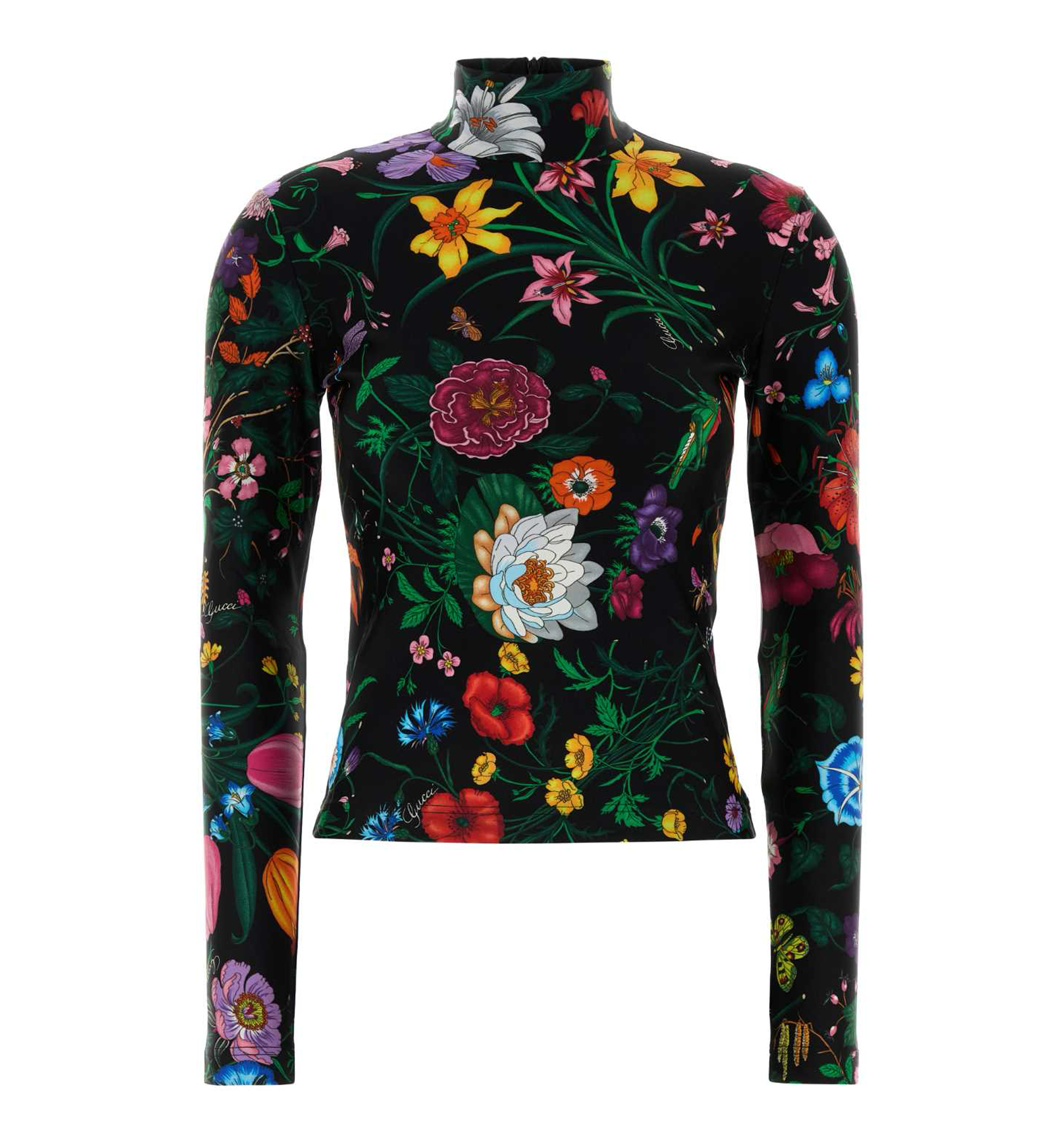 Printed sparkling jersey turtleneck