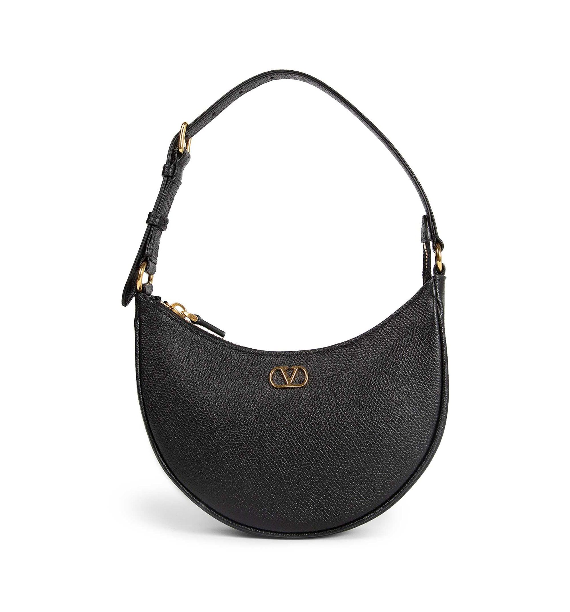 VLogo Signature Mini Hobo Bag In Grainy Calfskin