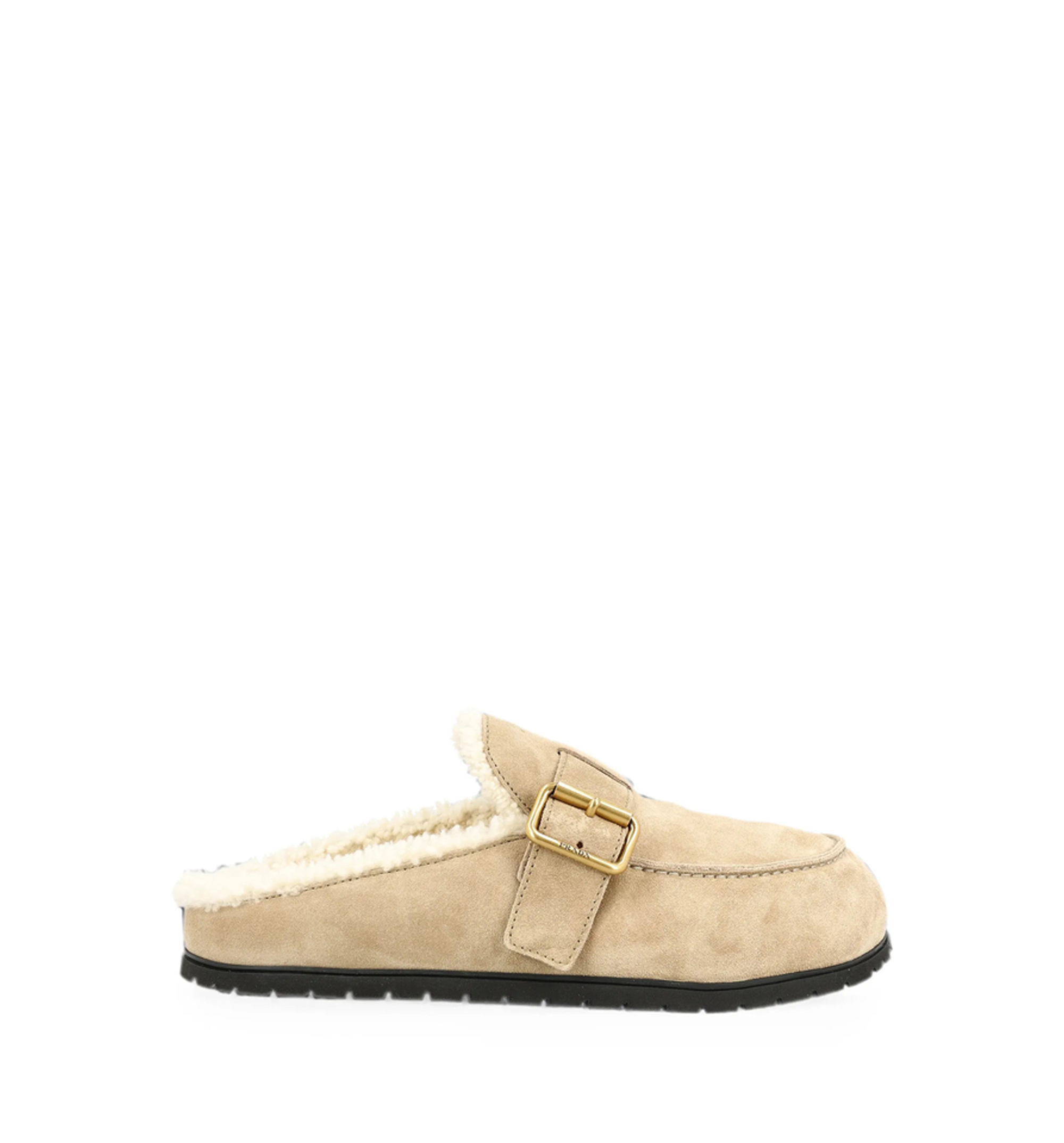 Suede and shearling mules