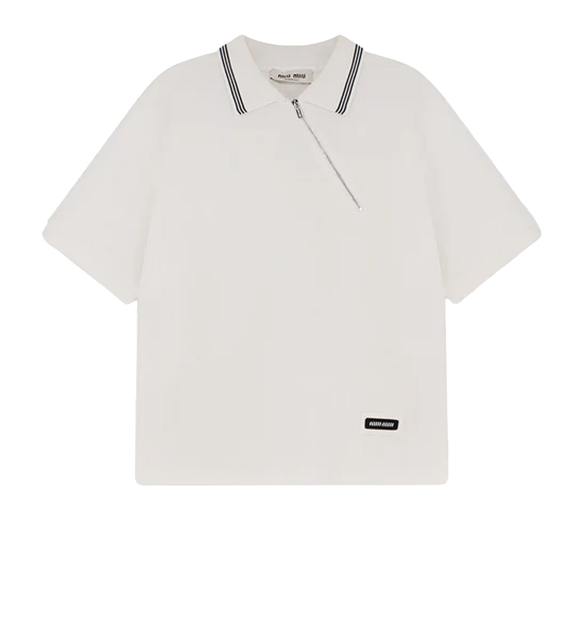 Cotton polo shirt with asymmetric metal zip