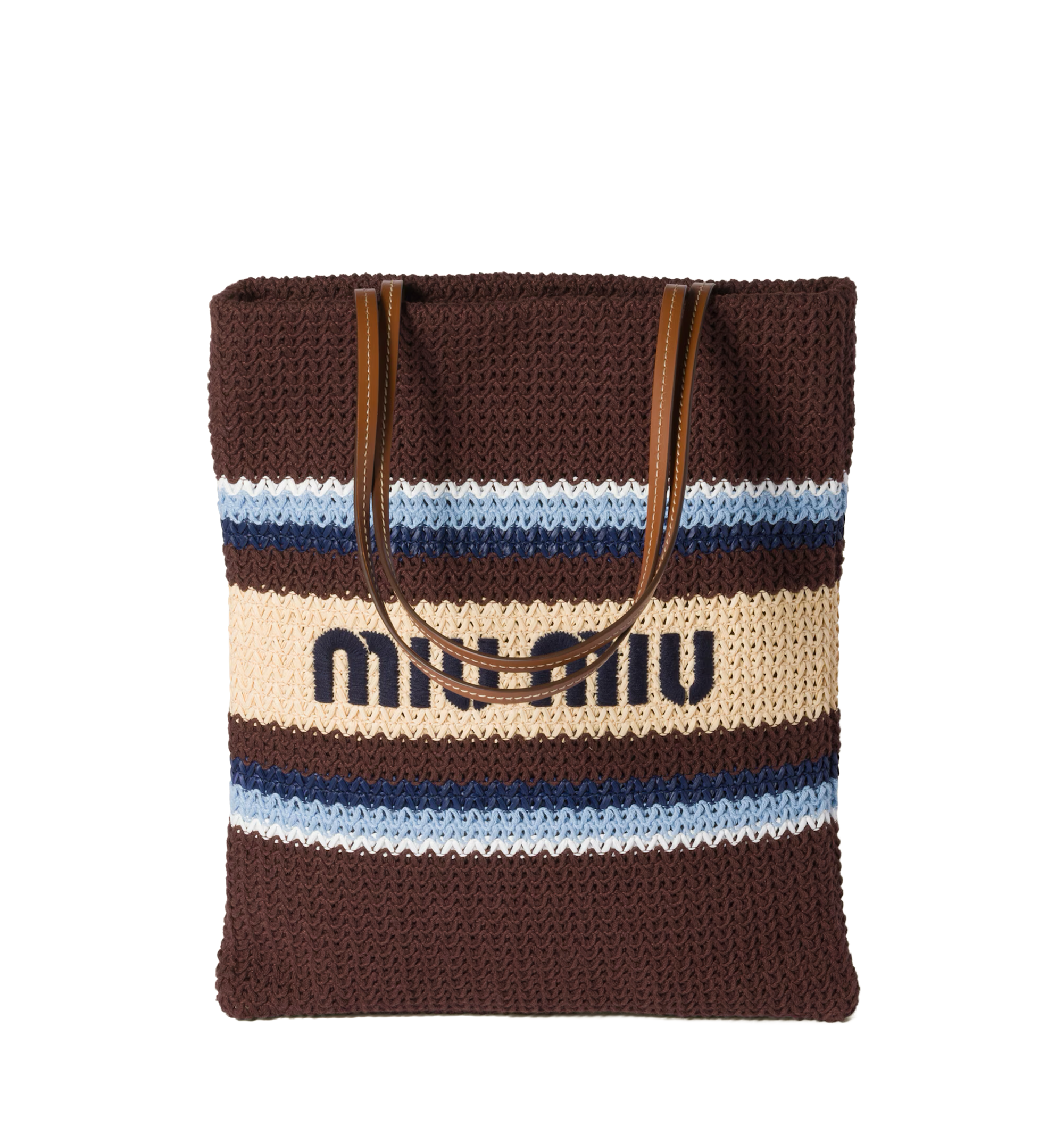 Raffia-effect woven tote bag