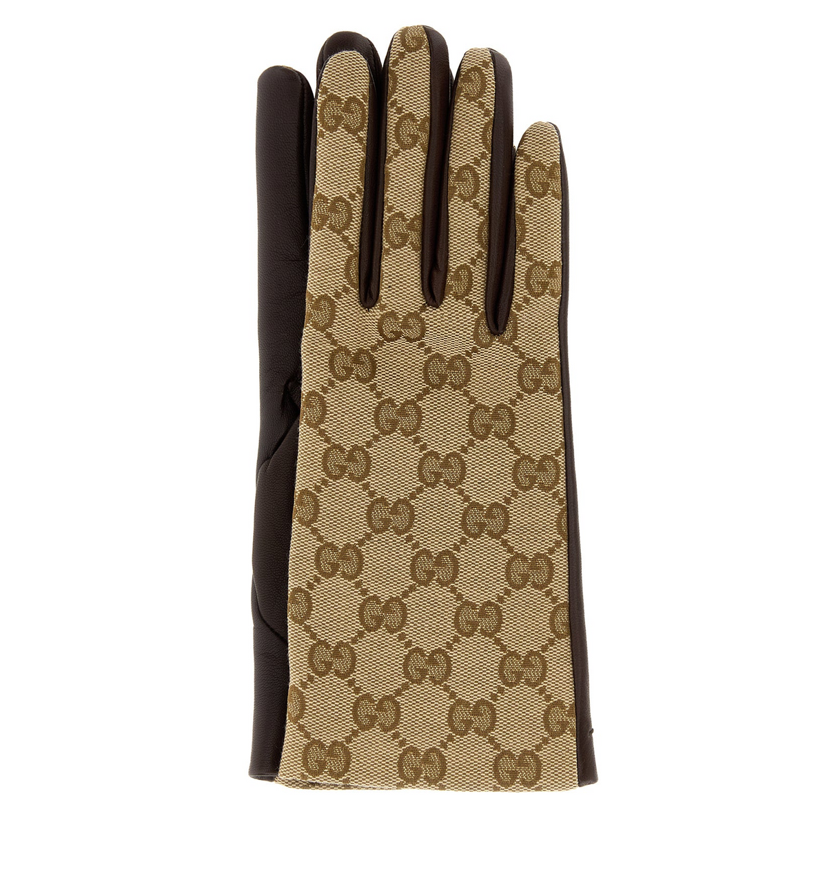 GG fabric and leather gloves