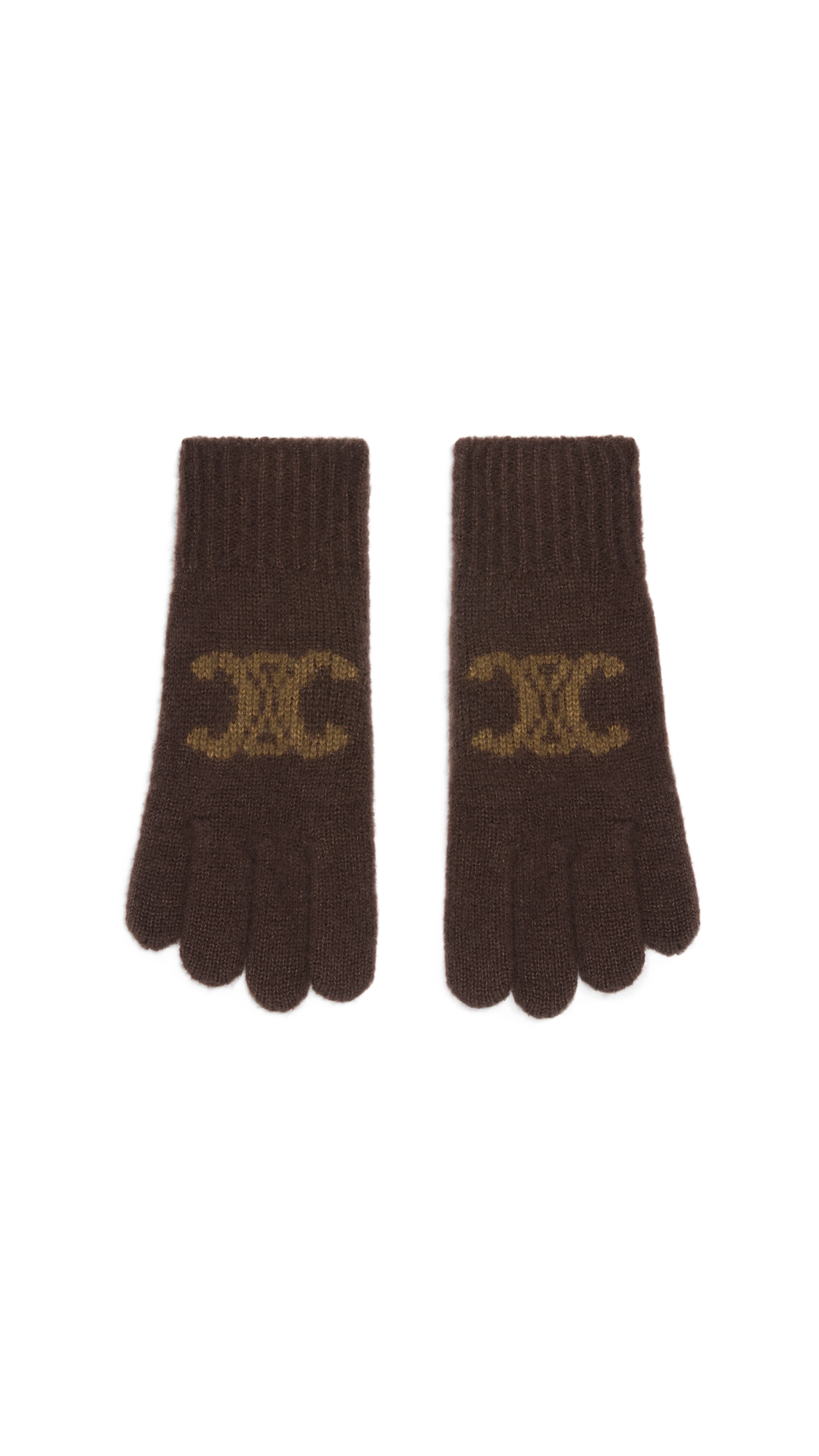 Gloves in Monogram Wool, Cashmere and Silk - Brown