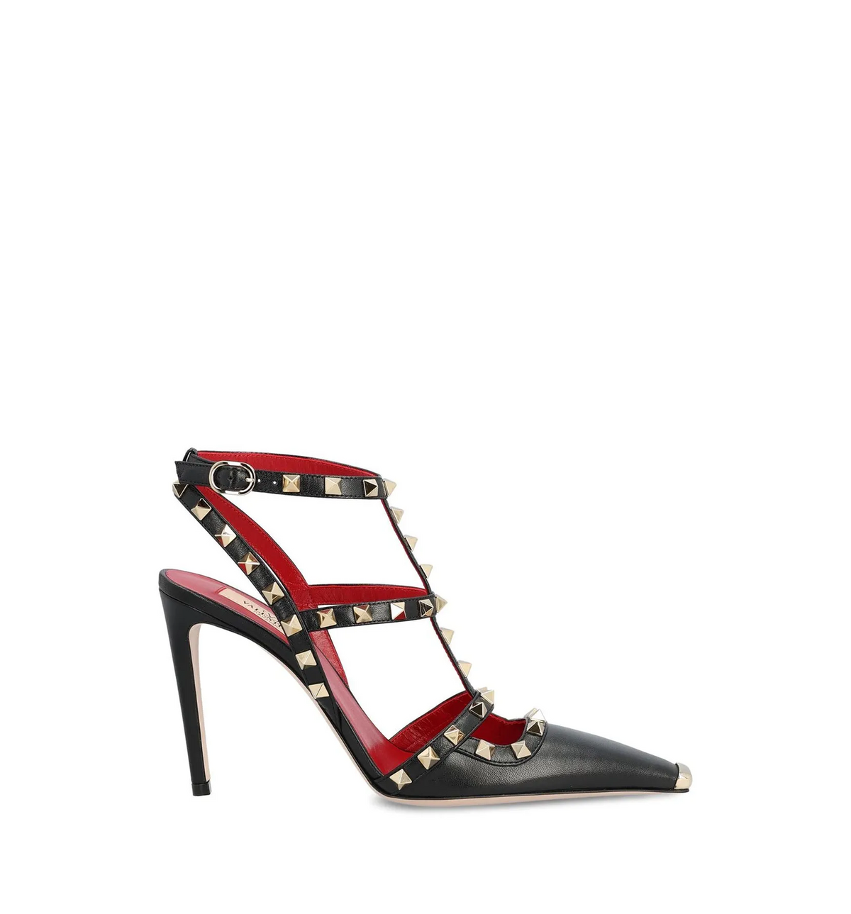 Rockstud Pointed Toe Ankle-Strap Pumps