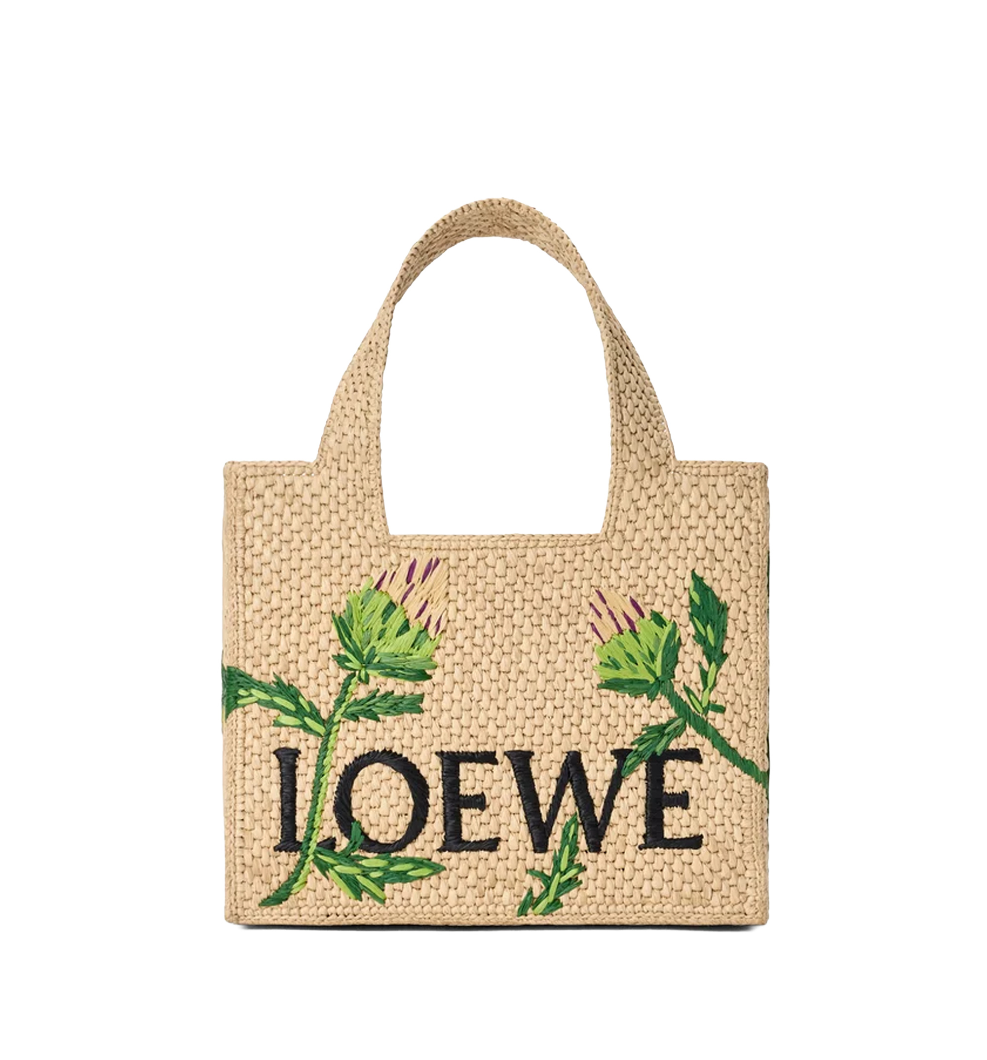Small LOEWE Font tote in raffia
