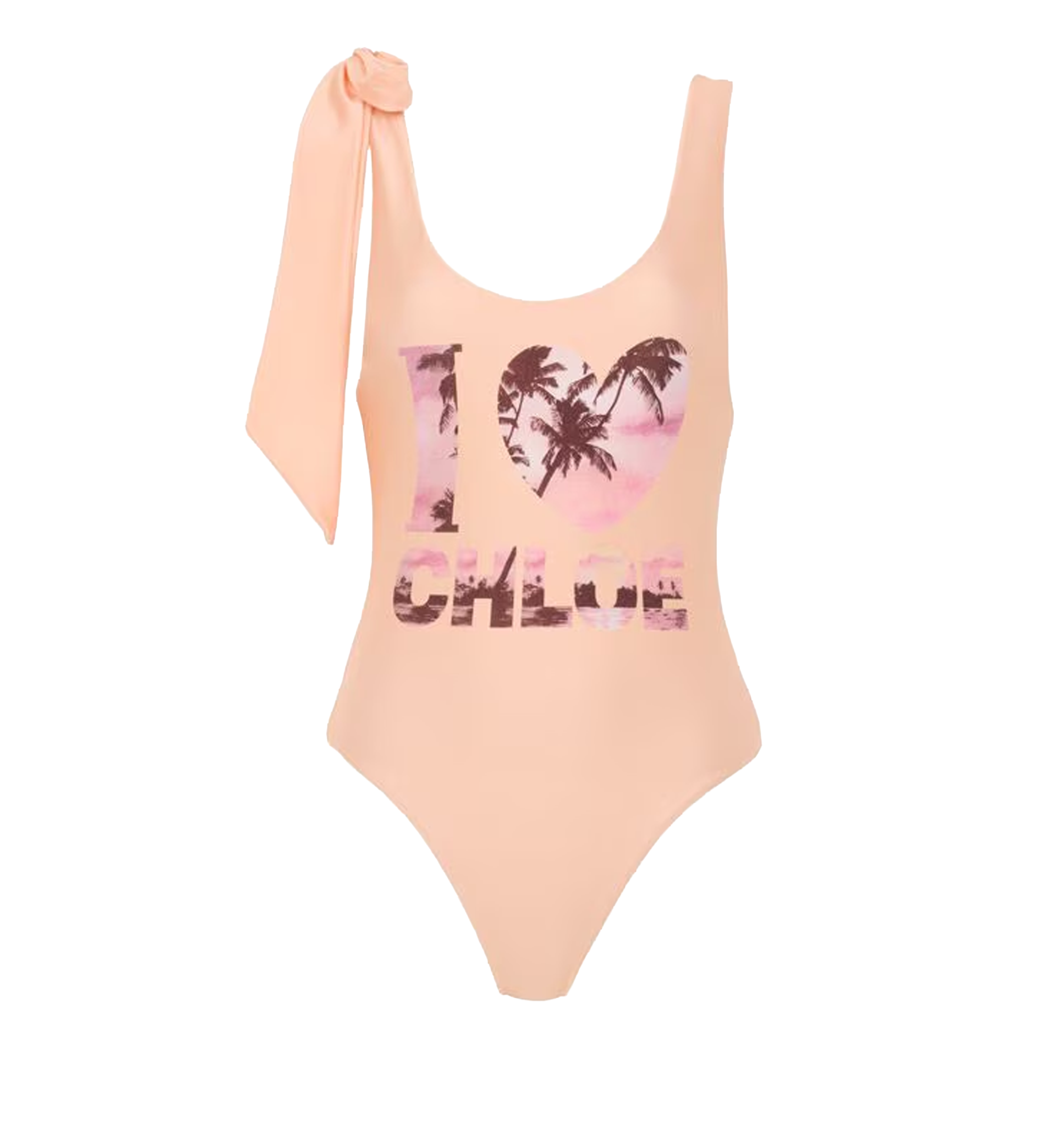 Knotted-strap one-piece logo swimsuit