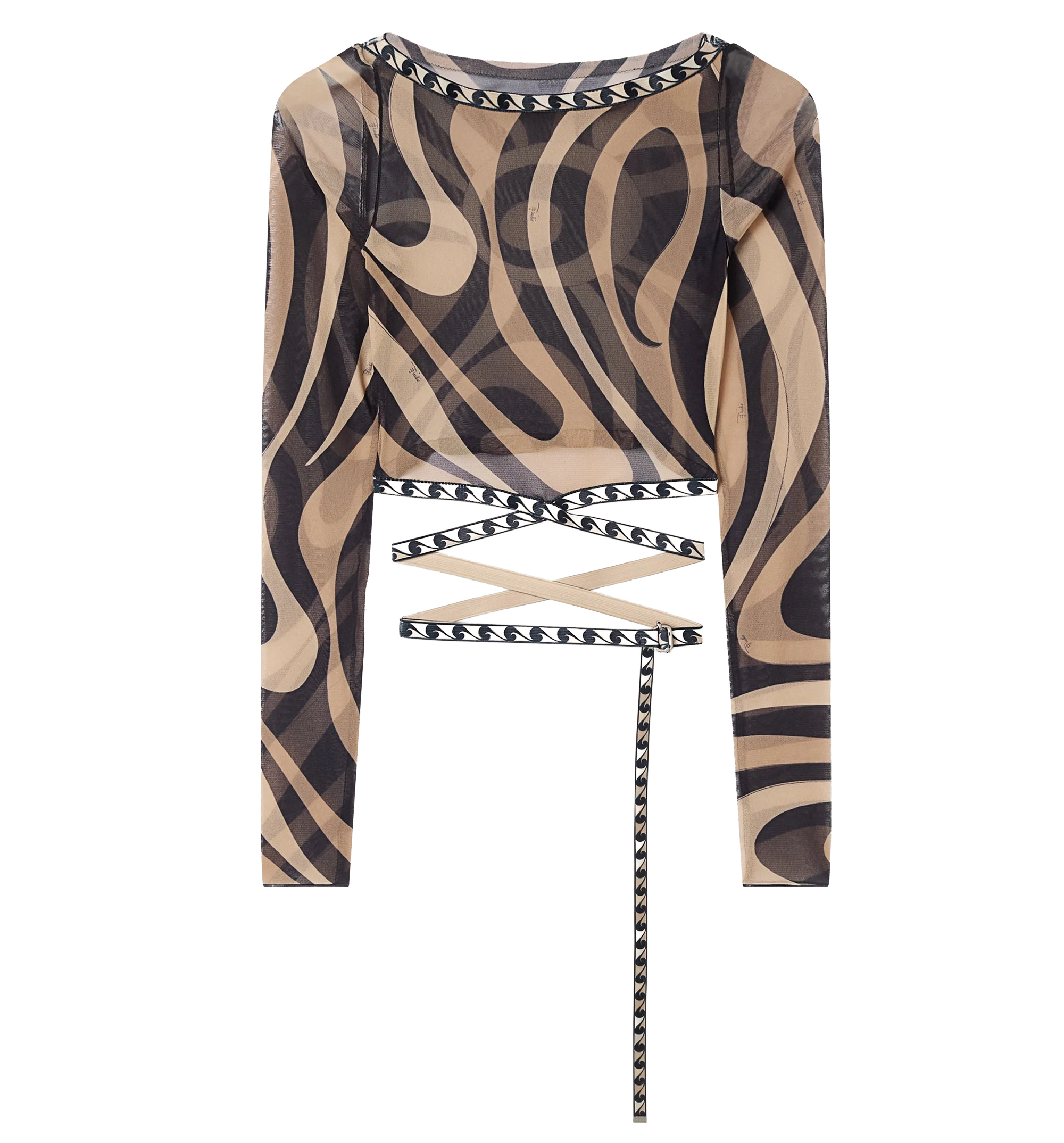 Marmo Print Tulle Crop Top