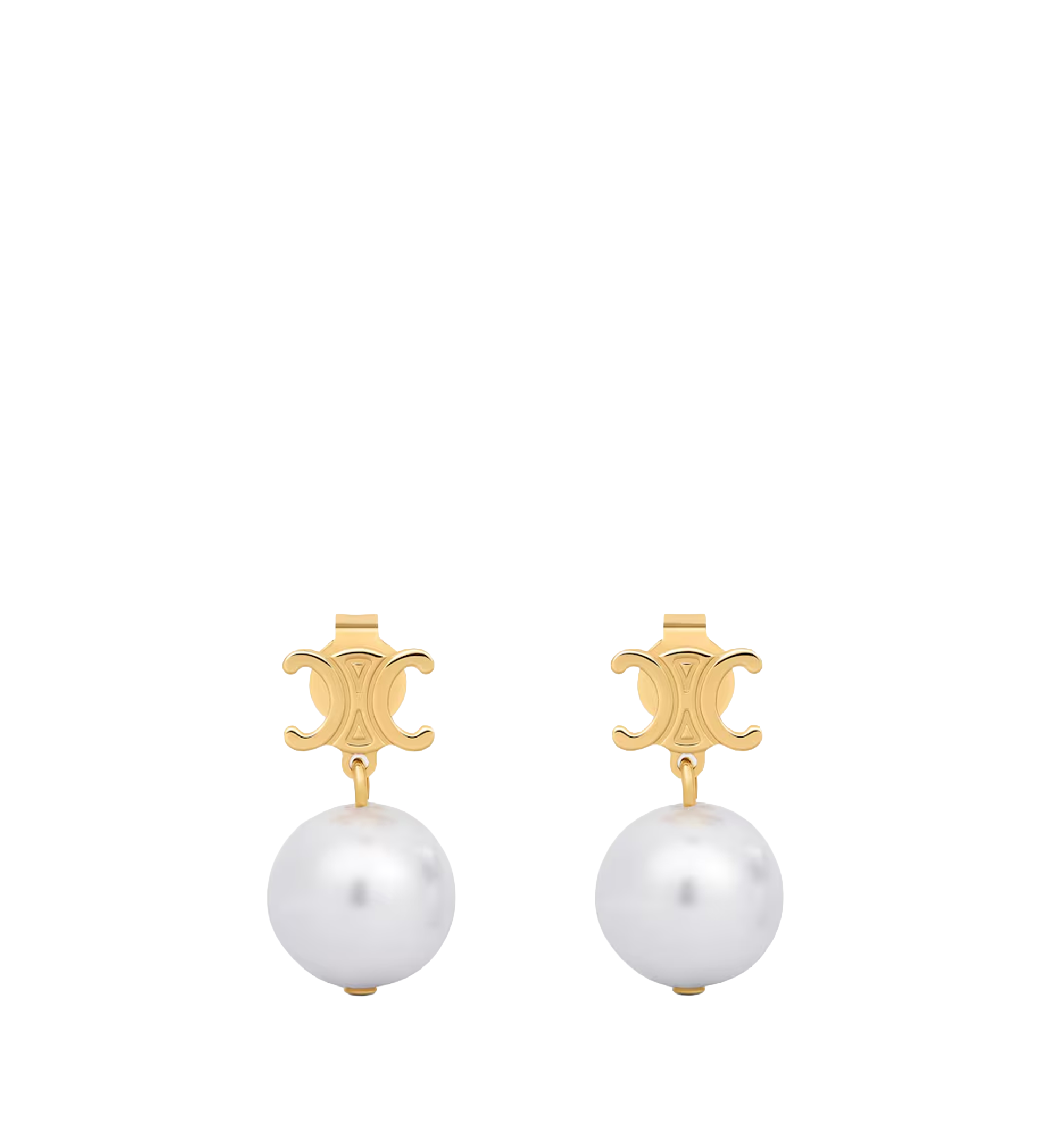 Les Perles Celine Earrings in Brass with Gold Finish and Resin Pearls