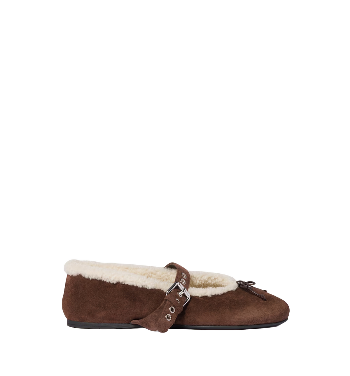 Suede and shearling ballerinas