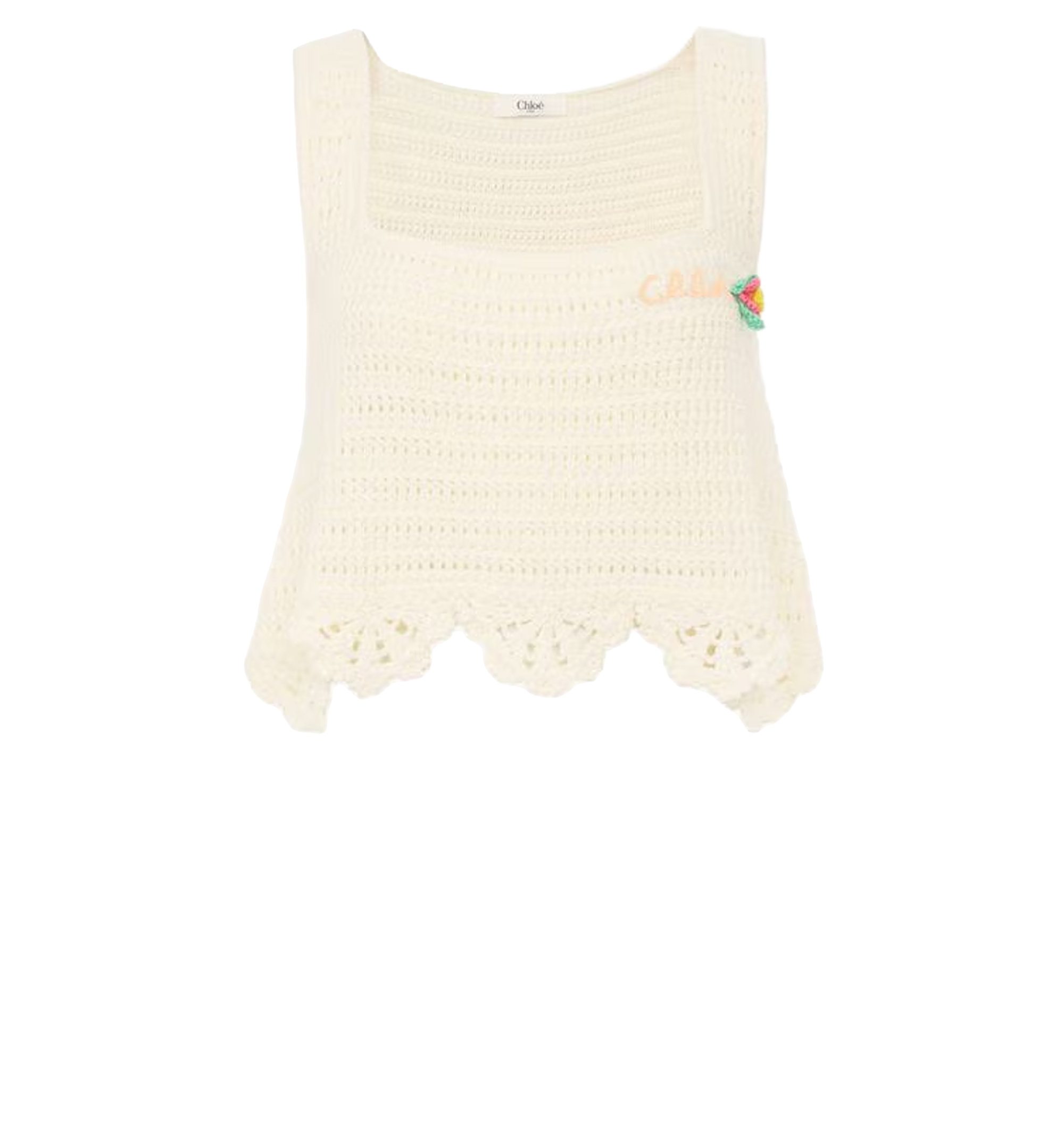 Sleeveless cropped top in crochet knit