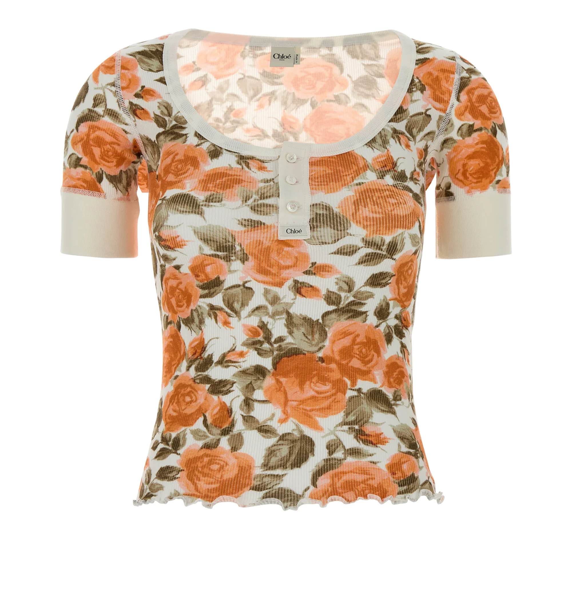 Short-sleeve Henley shirt in cotton jersey