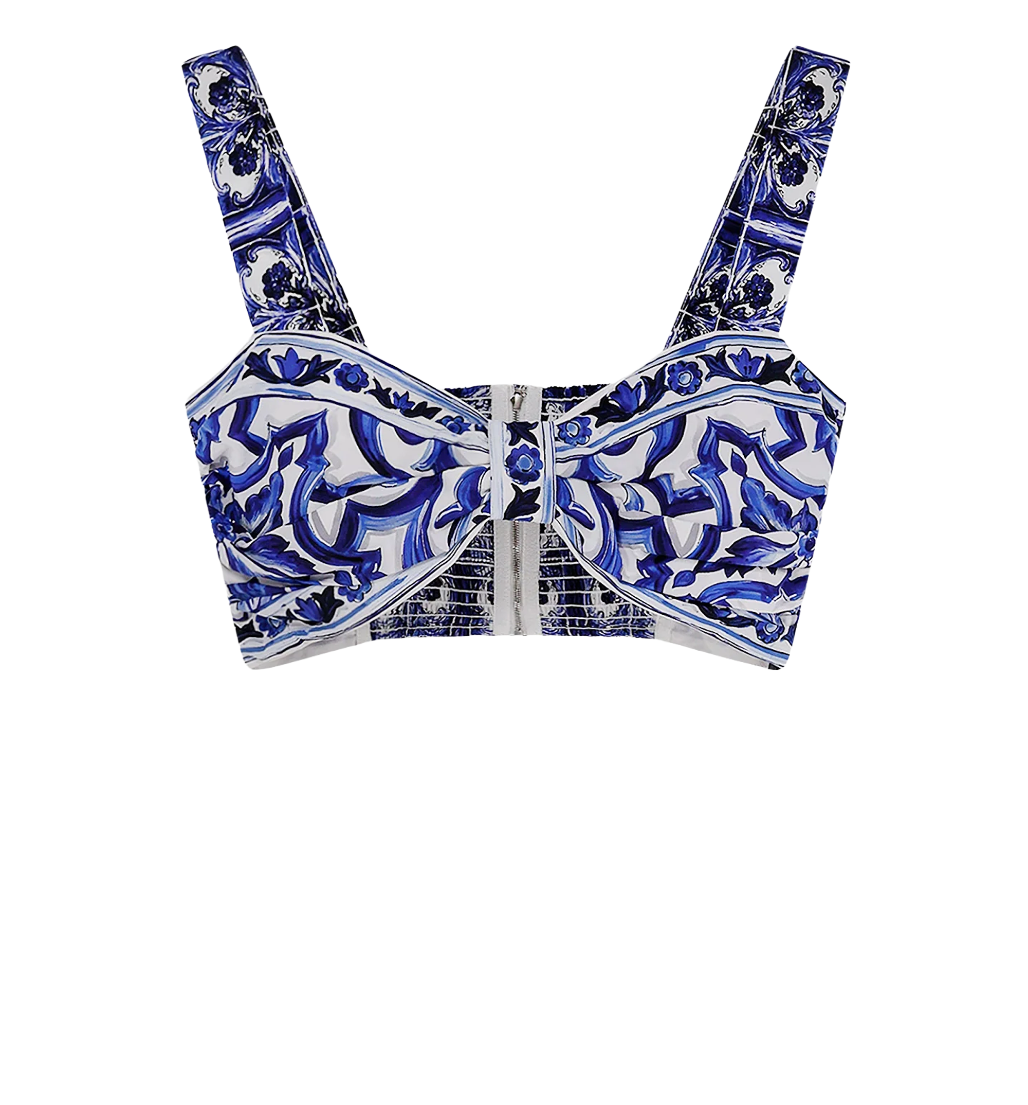 Cropped cotton top with Maiolica print