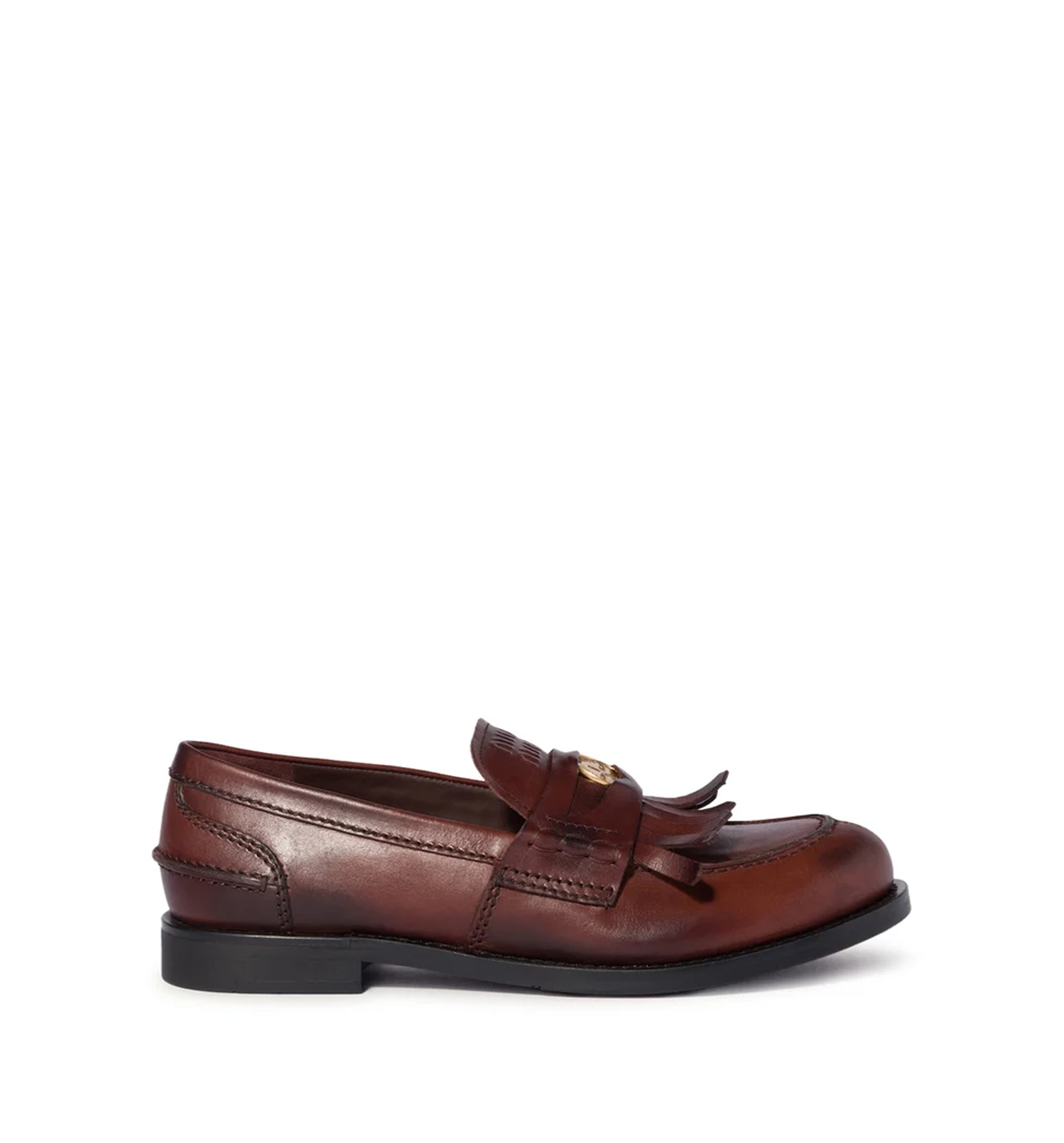 Brushed leather penny loafers