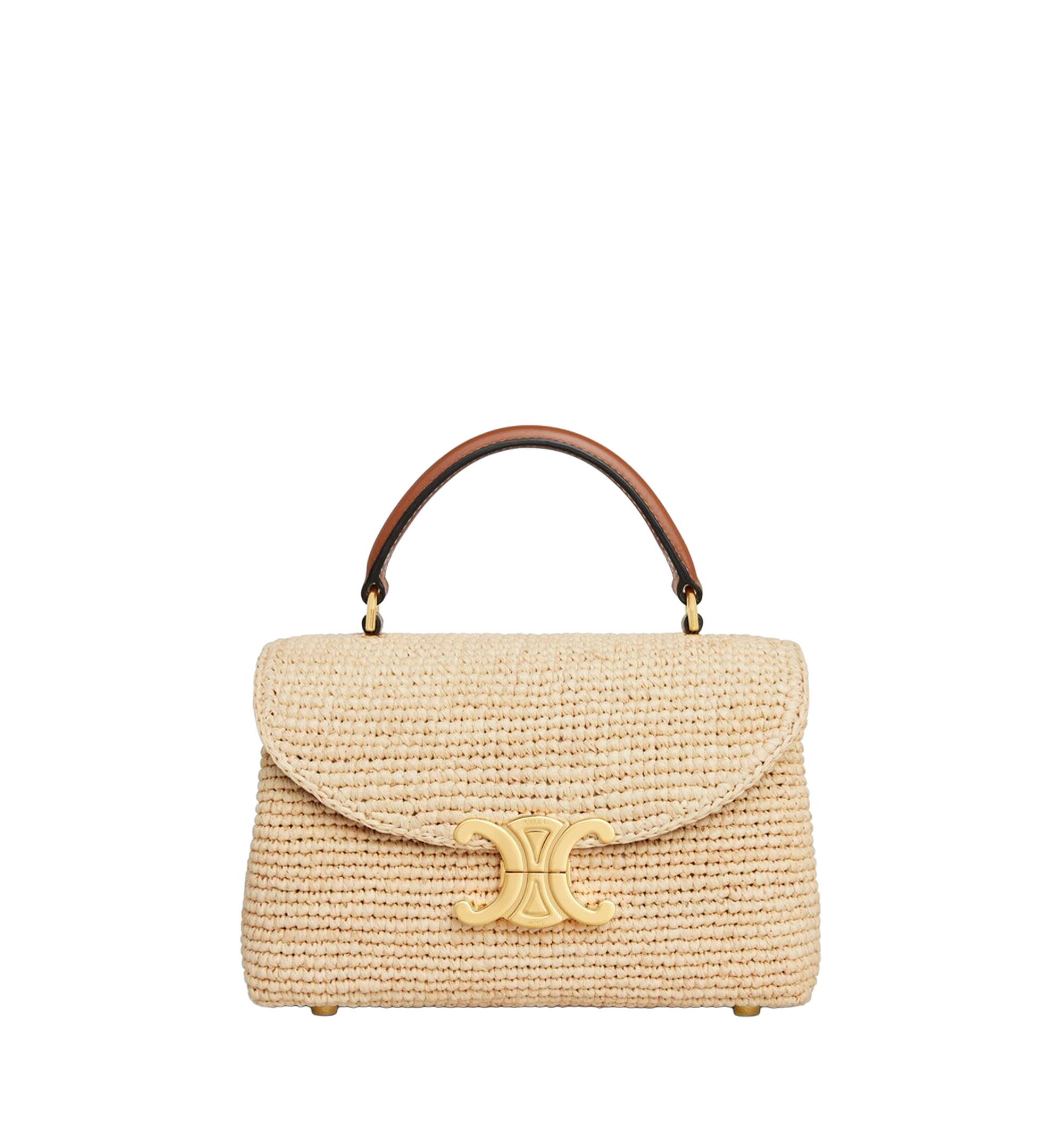 Teen Nino raffia shoulder bag with Triomphe Logo