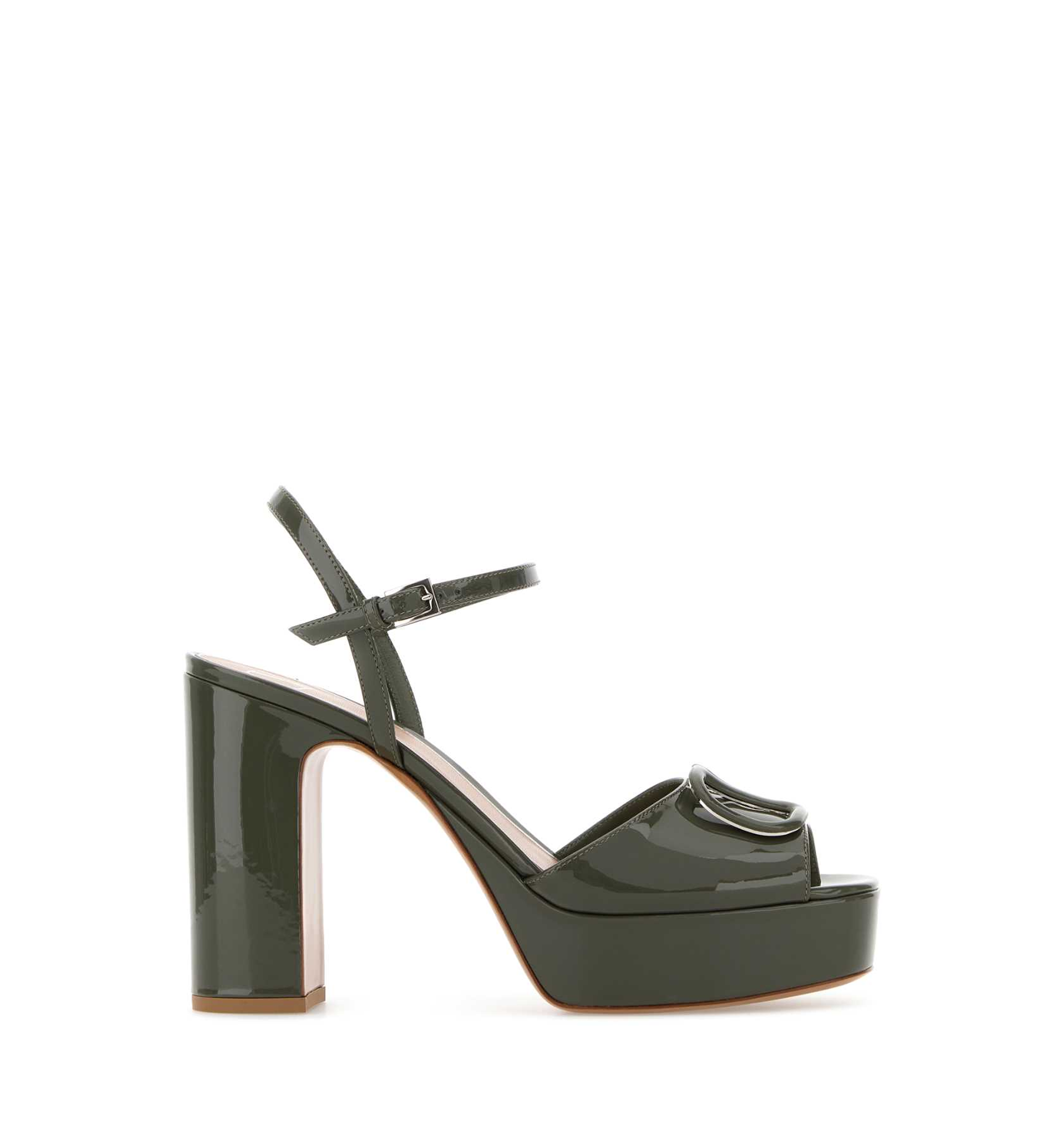 115mm VLogo Signature Patent Leather Platform Sandals