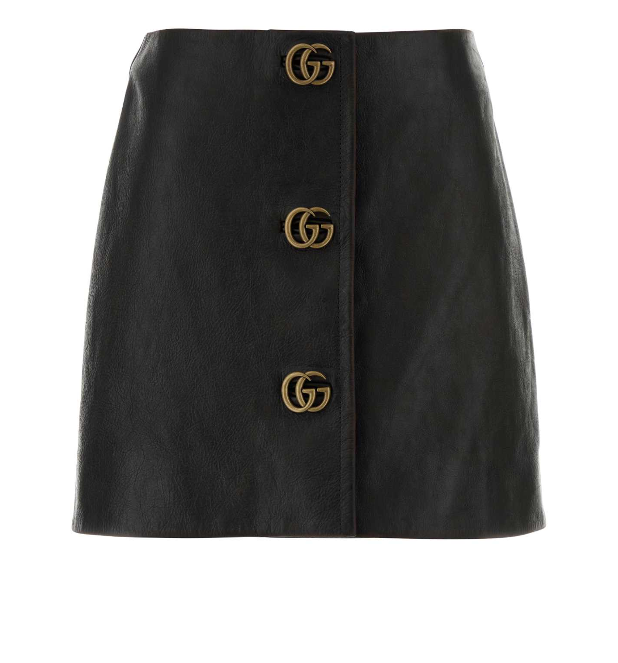 Leather with aged effect mini skirt