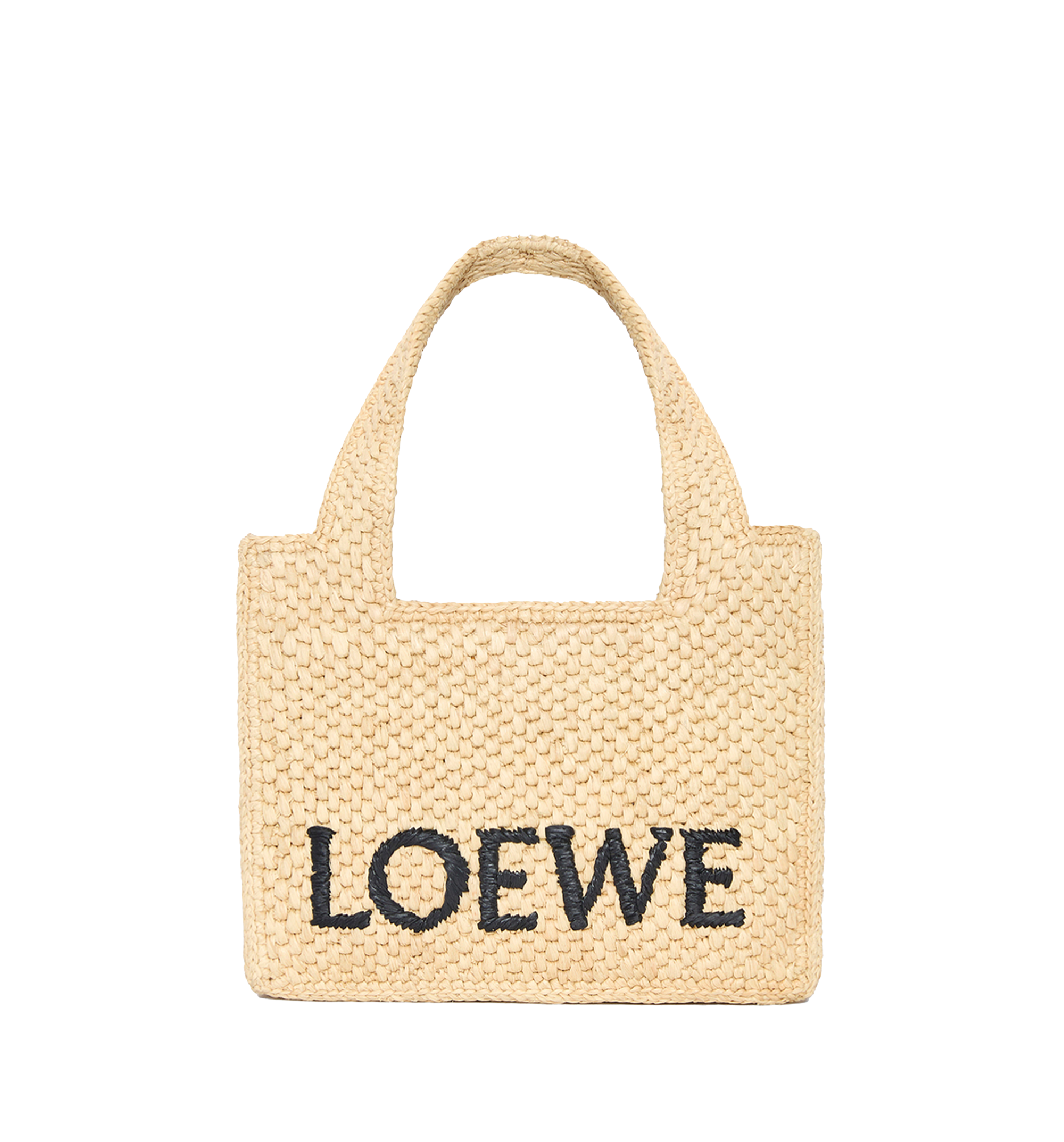 Mini LOEWE Font tote in raffia