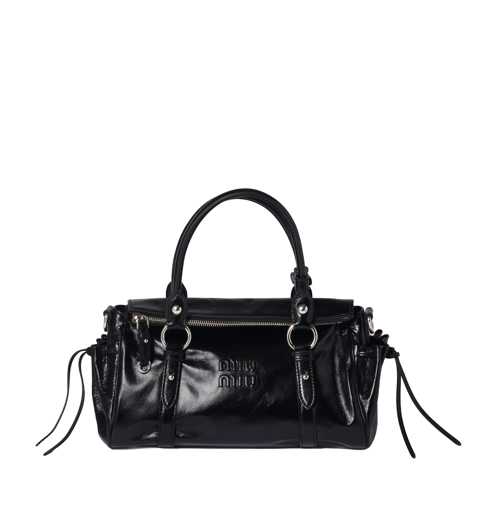 Glossy leather handbag