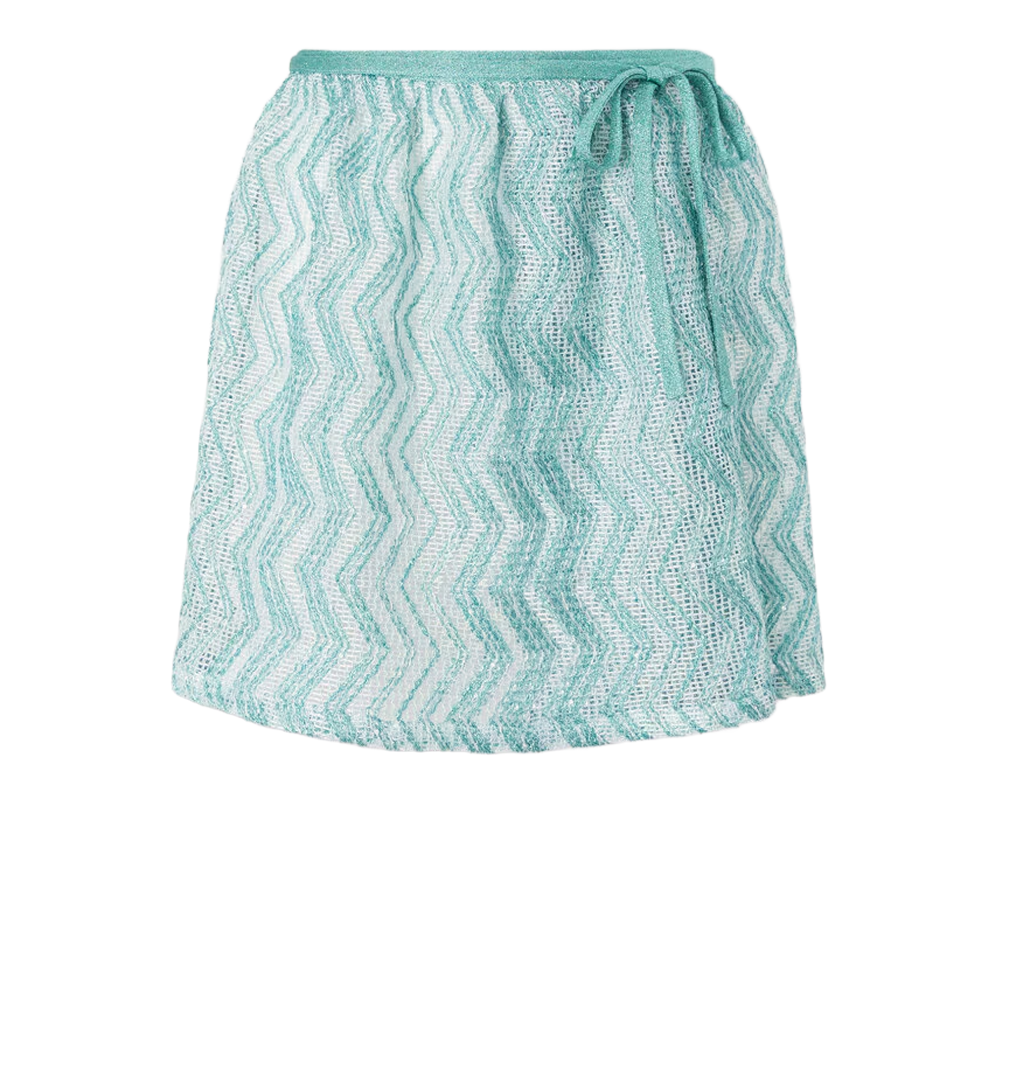 Zigzag mesh pareo mini skirt with sequins