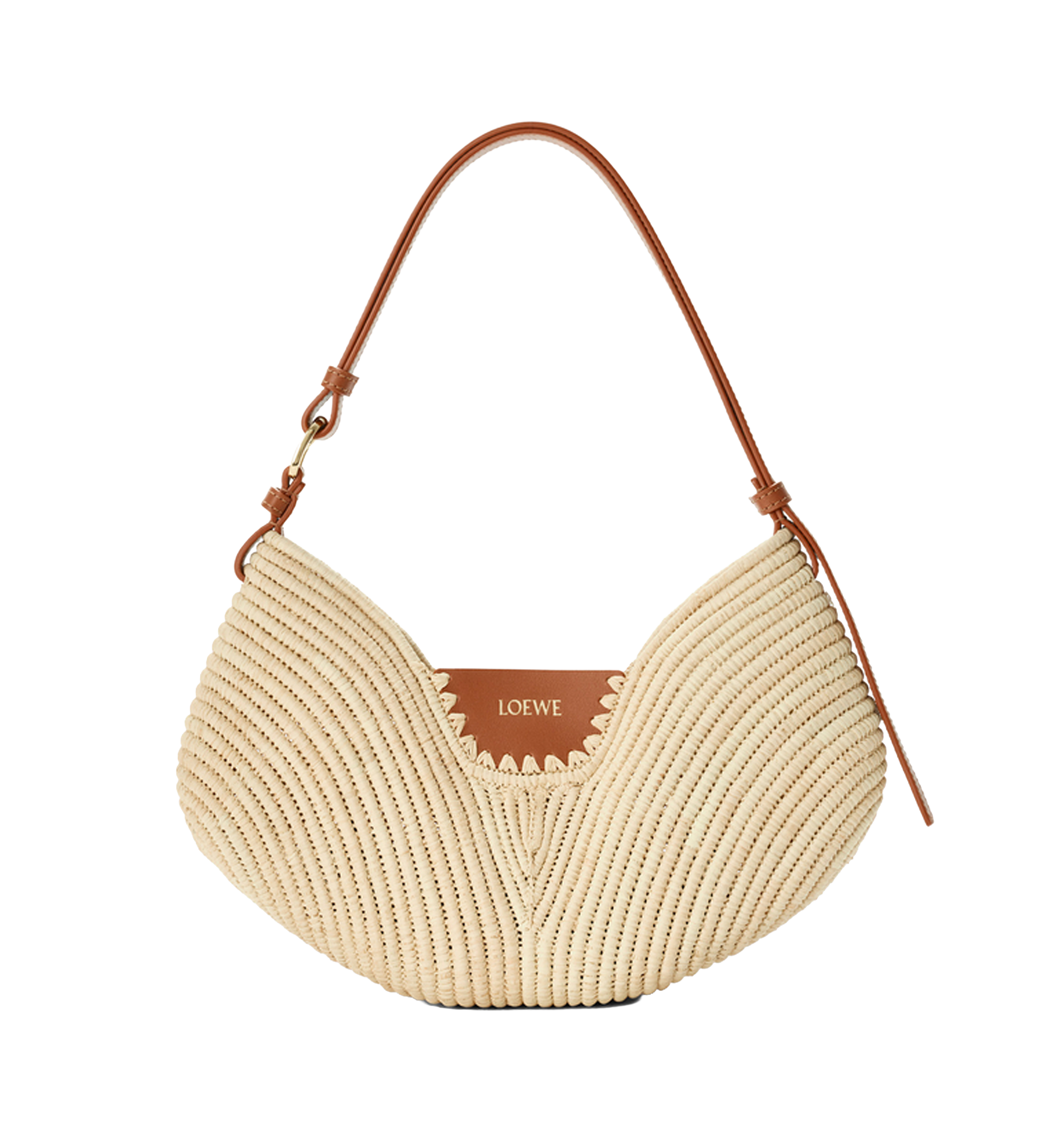 Medium Loewe Swing bag in raffia and calfskin
