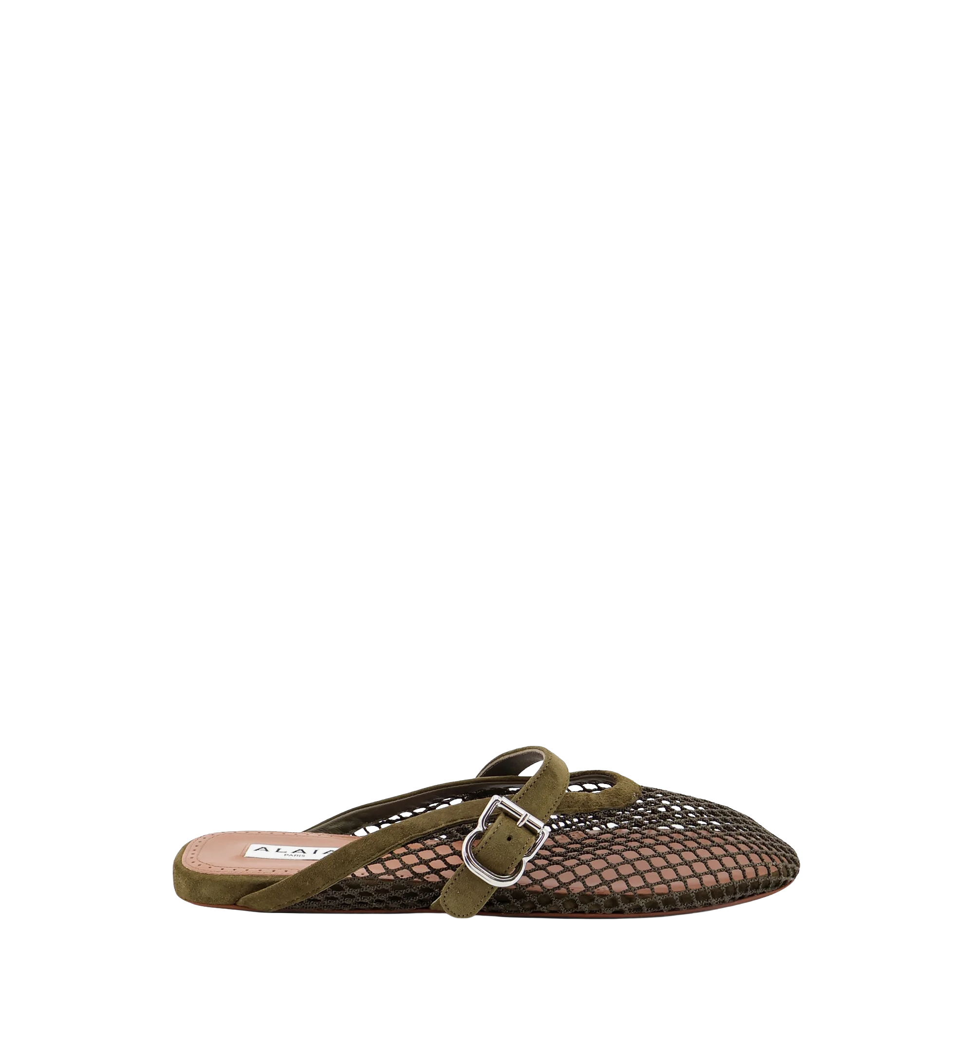 Fishnet mesh and leather sandals