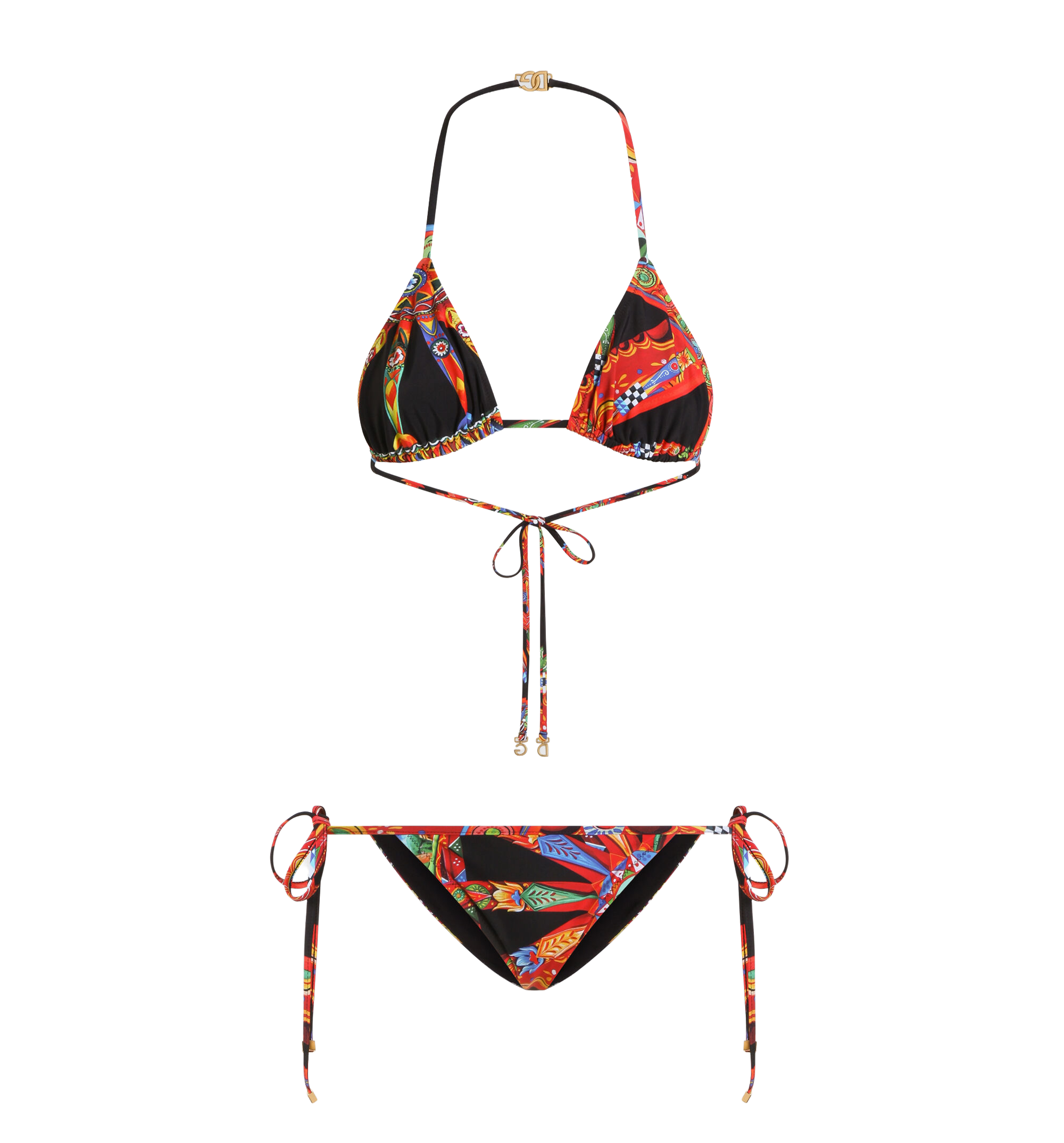 Carretto-print triangle bikini