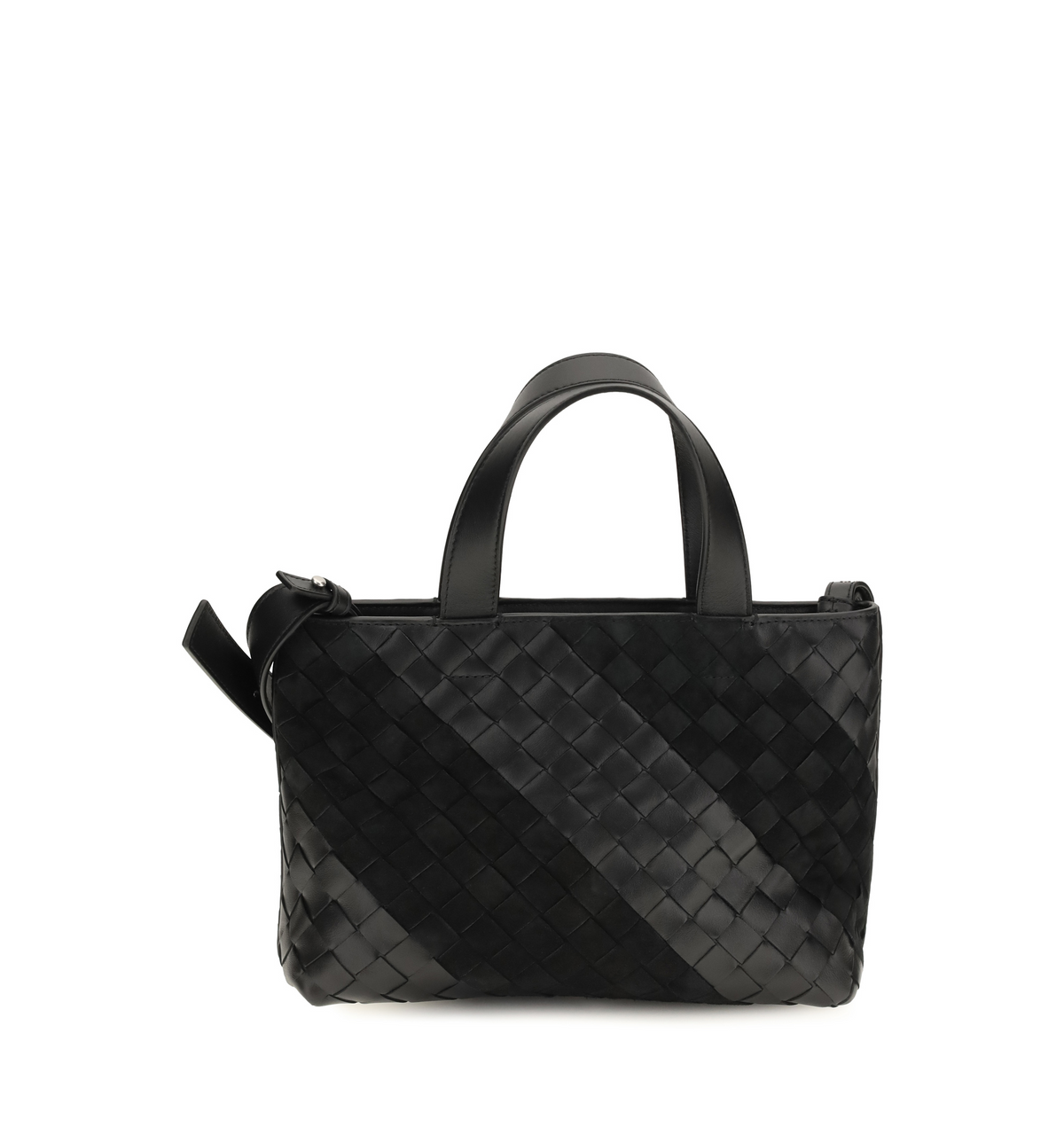Intrecciato Handbag with suede stripes