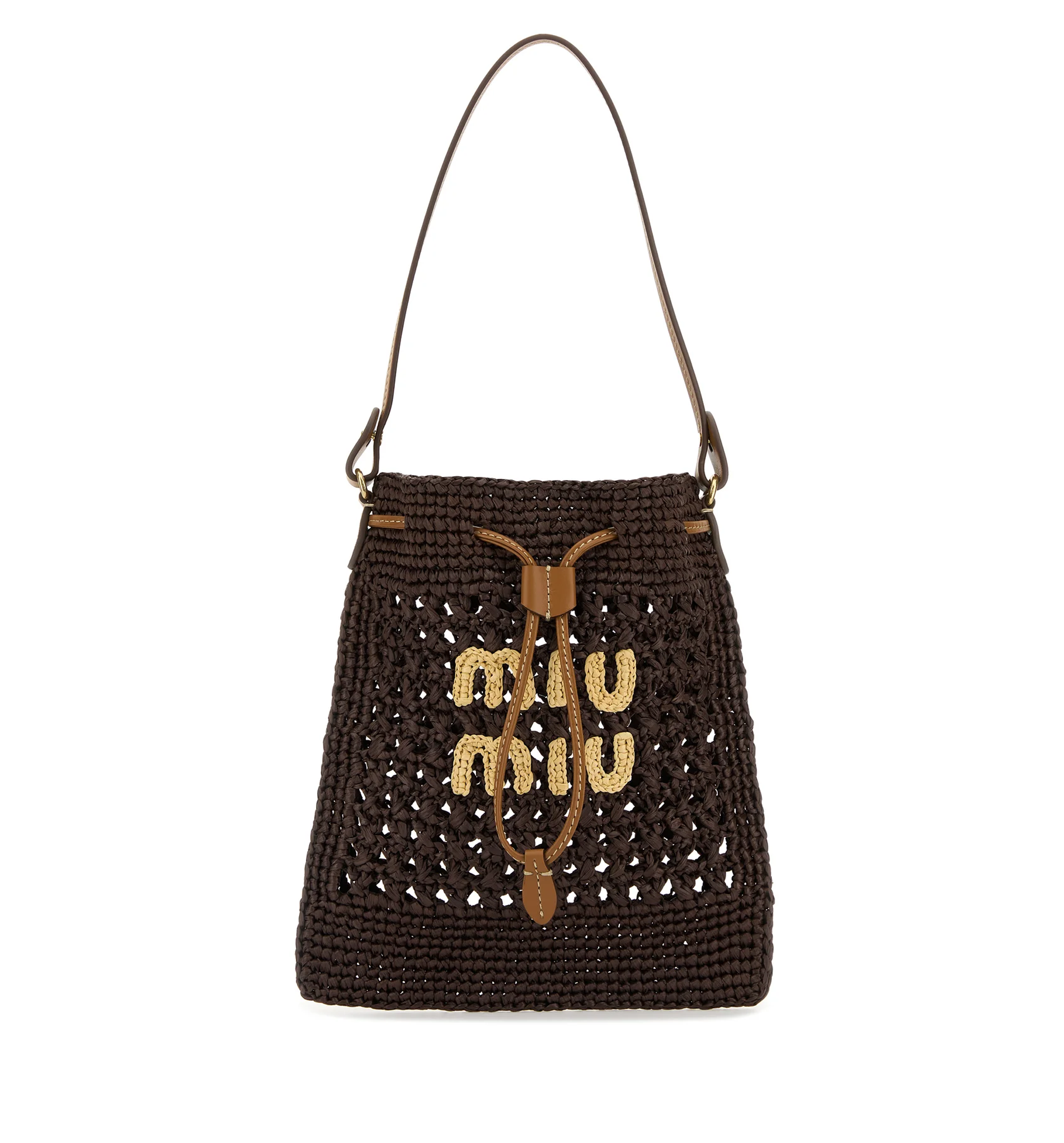 Crochet and leather pouch