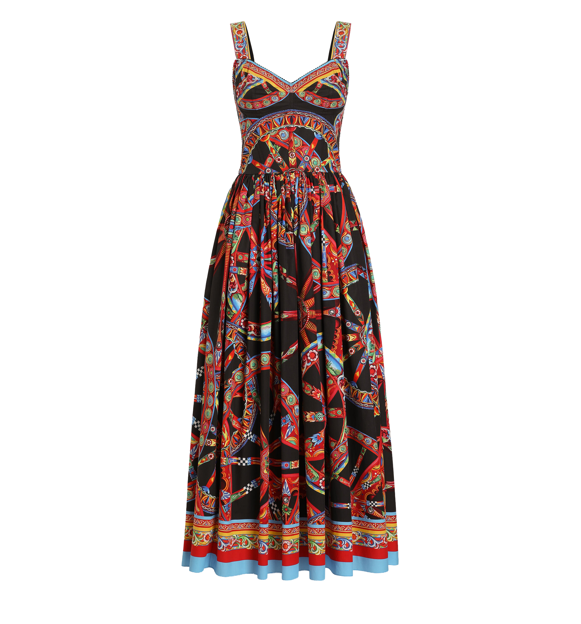 Carretto-print poplin dress