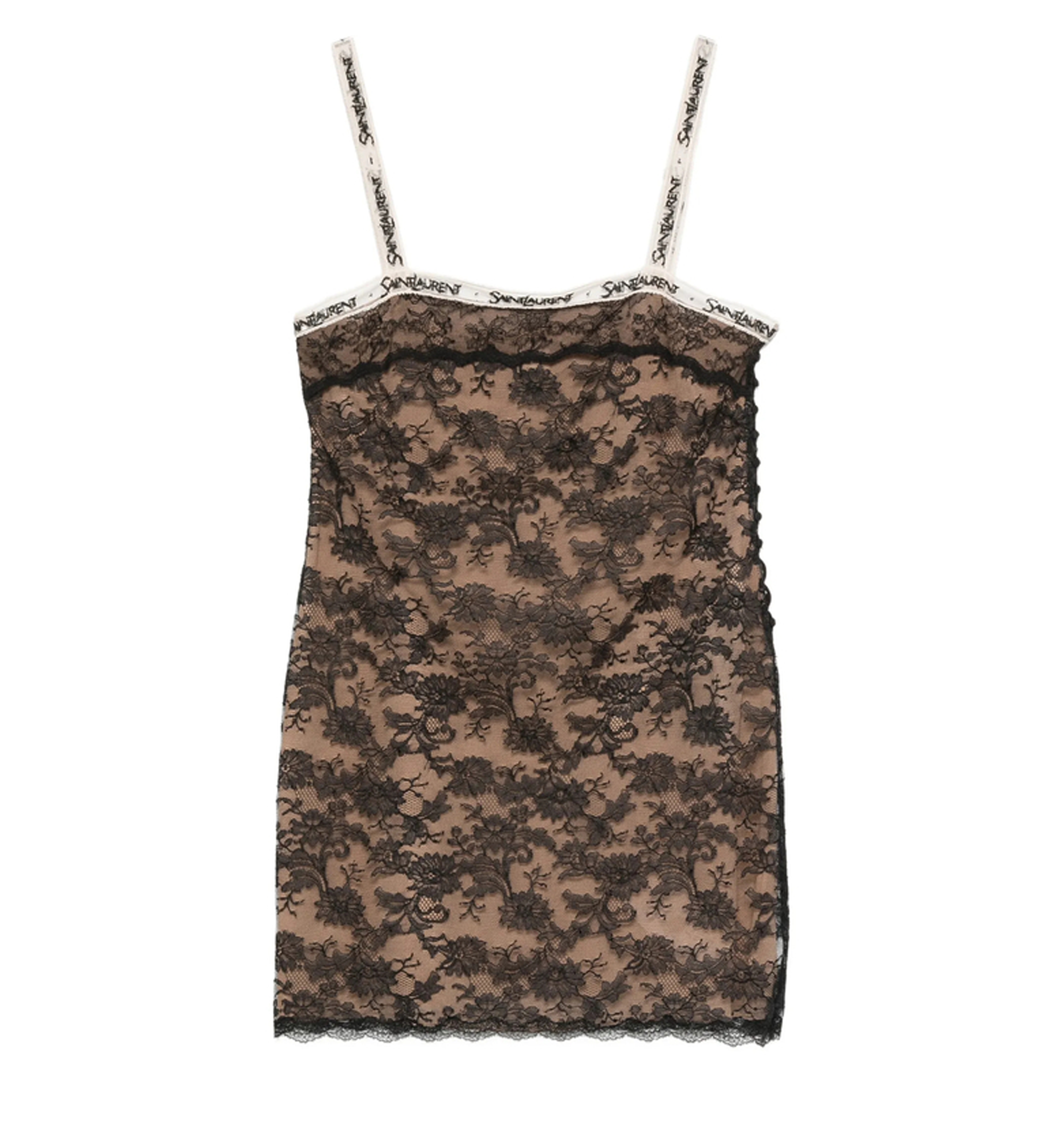 Lace-overlay Logo-strap Mini Dress