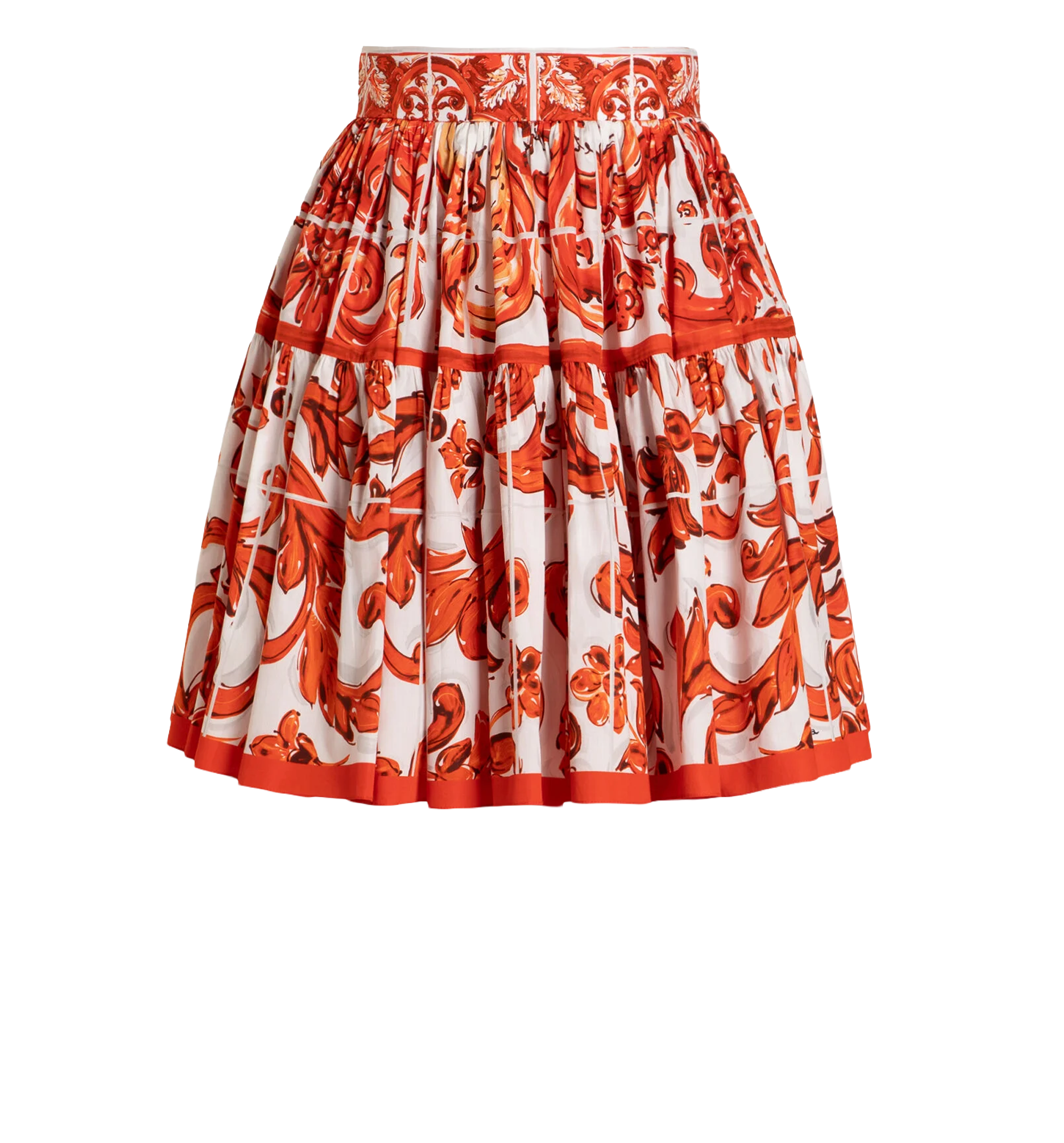 Majolica-print poplin short skirt