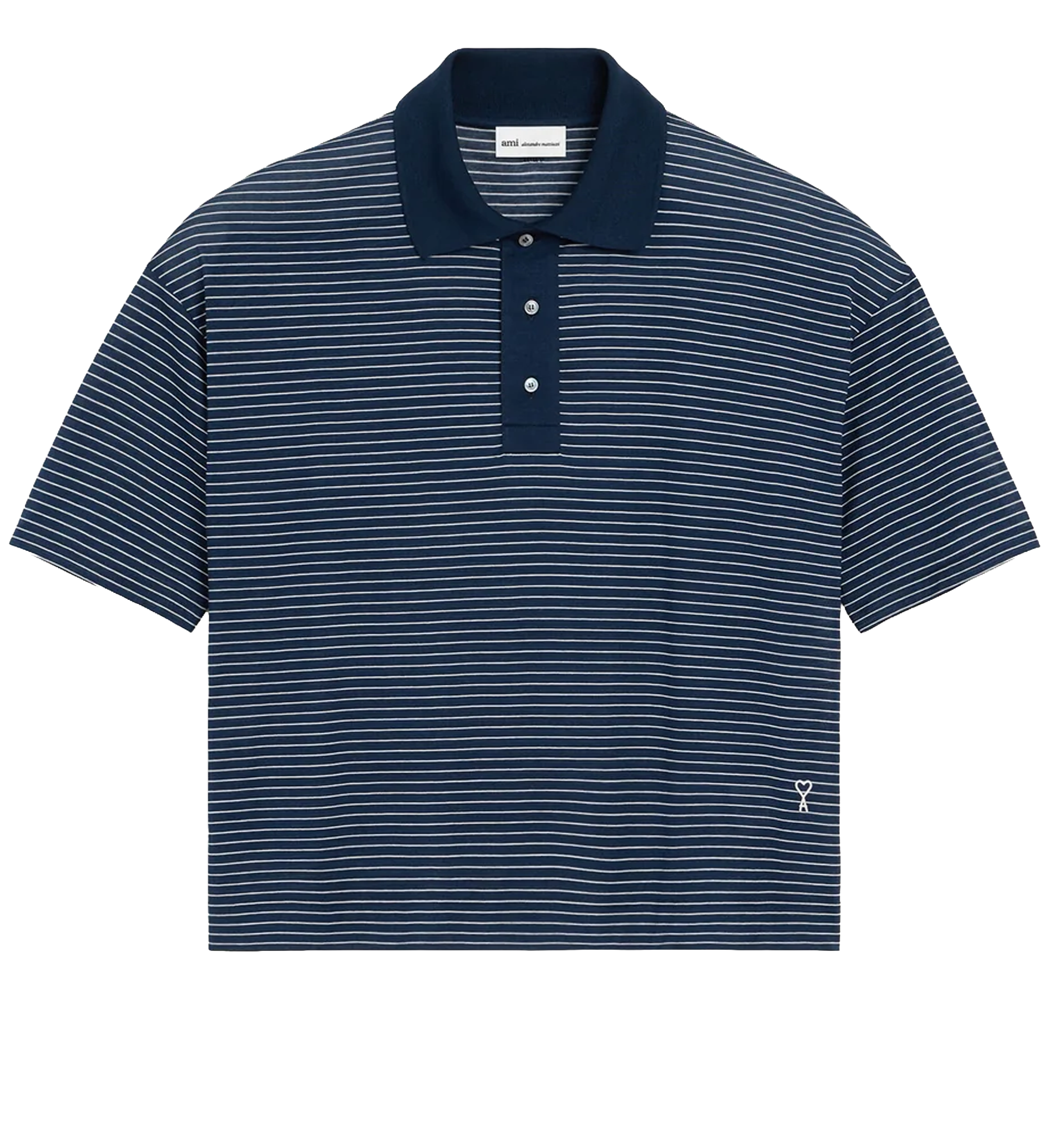 Blue Cotton Striped Ami De Coeur Polo