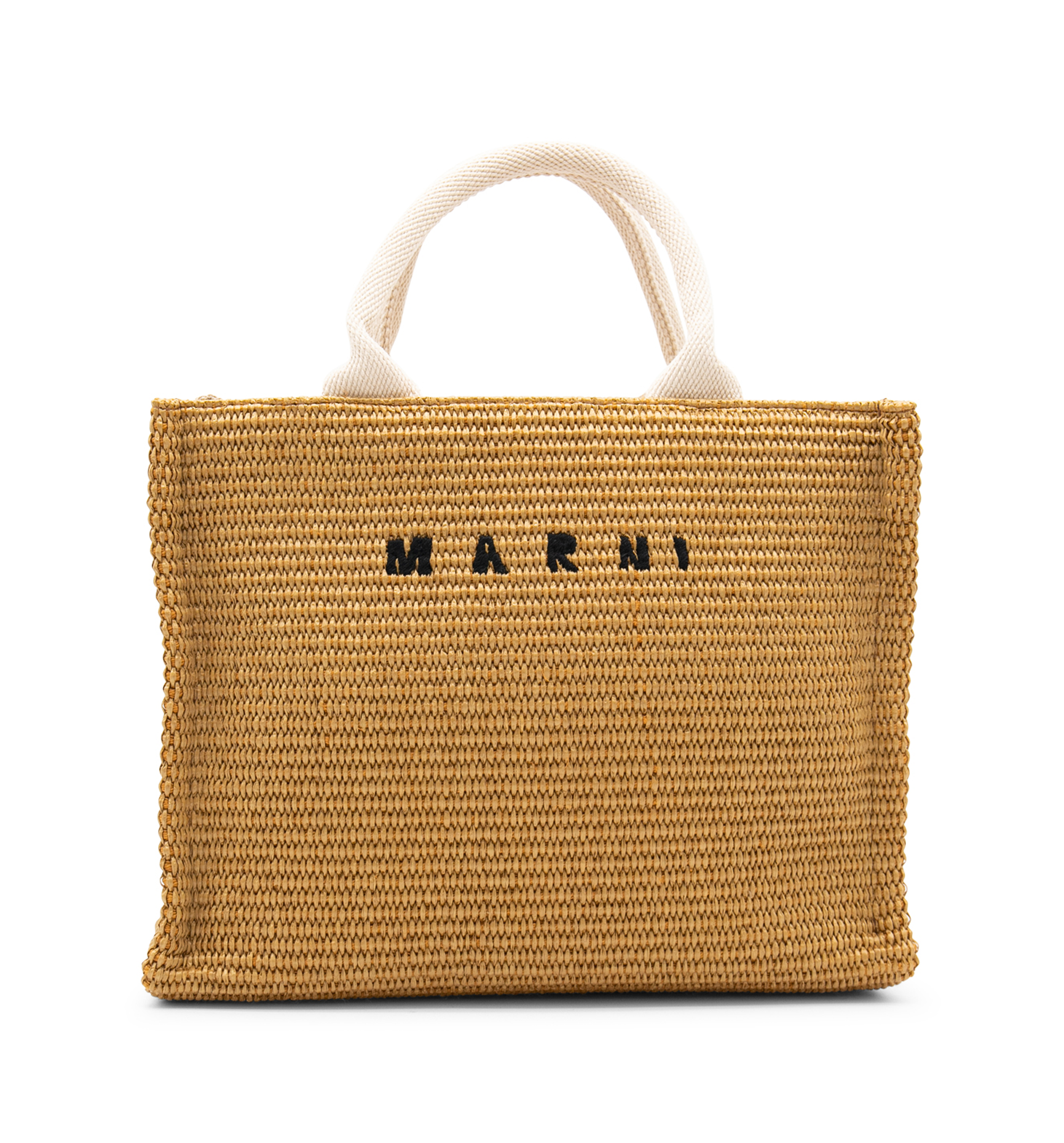 Natural-coloured raffia-effect Small Tote Bag
