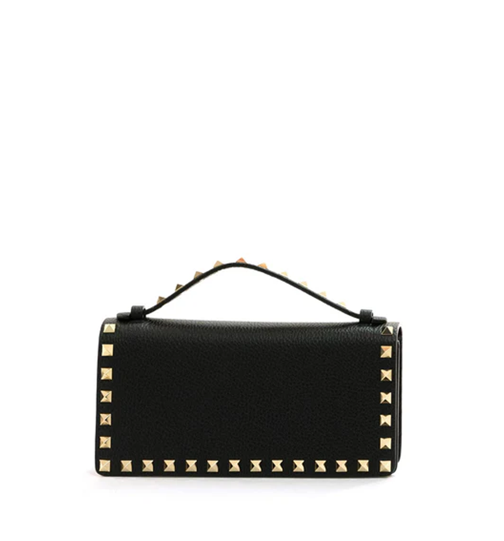 Rockstud Grainy Calfskin Wallet With Chain