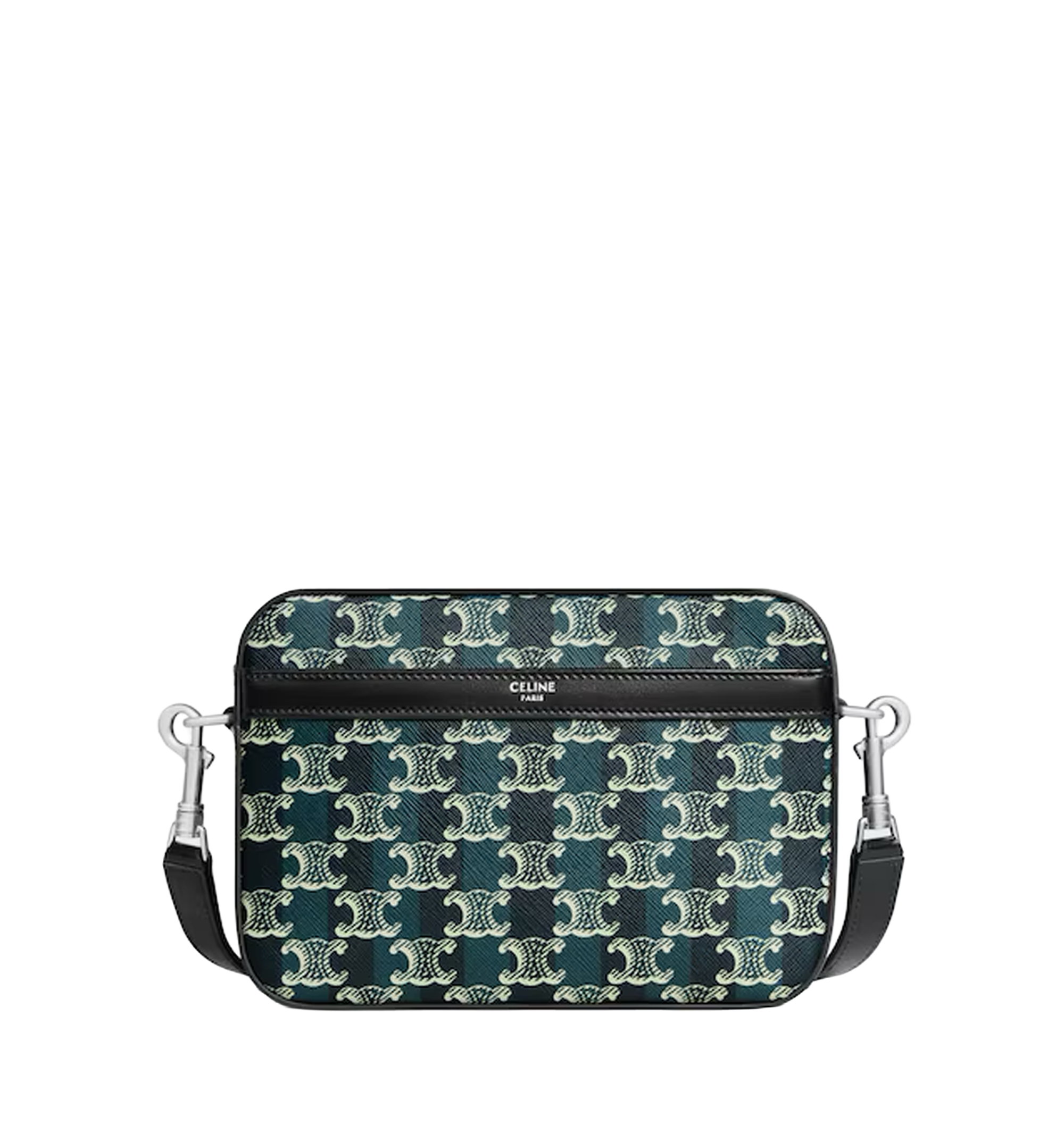 Small Messenger Bag In Striped Triomphe Canvas And Calfskin