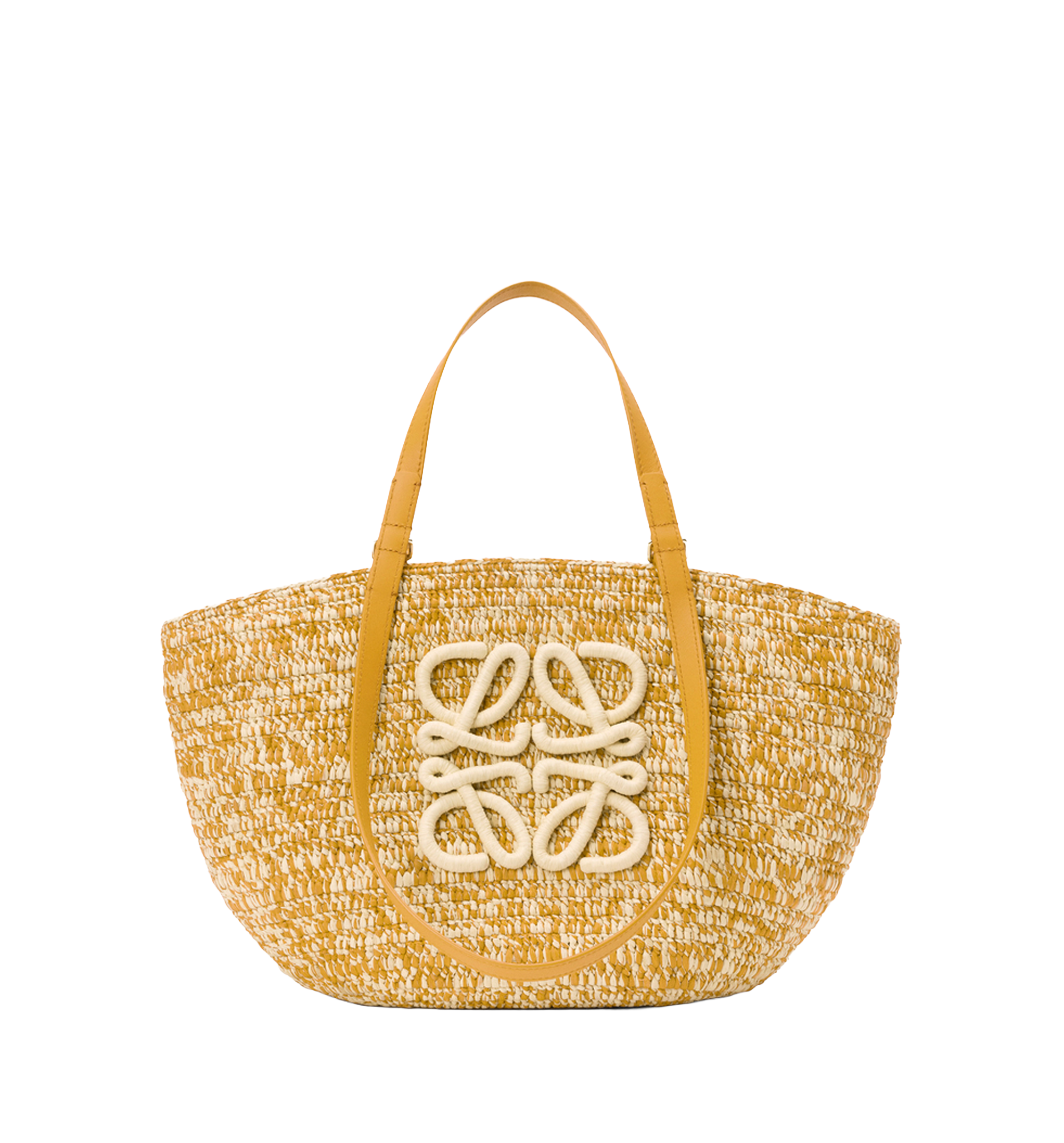 Medium Eclipse basket in raffia and calfskin